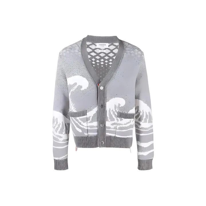 Thom Browne Thom Browne Geometric Pattern Cardigan Sweater 0079 Size US S / EU 44-46 / 1 - 1 Thumbnail