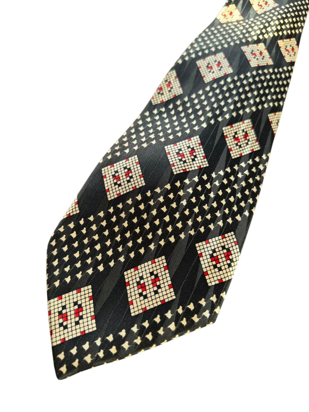 Other 303 Vintage Black Silk Tie with Ivory Dice Motif Size ONE SIZE - 4 Thumbnail