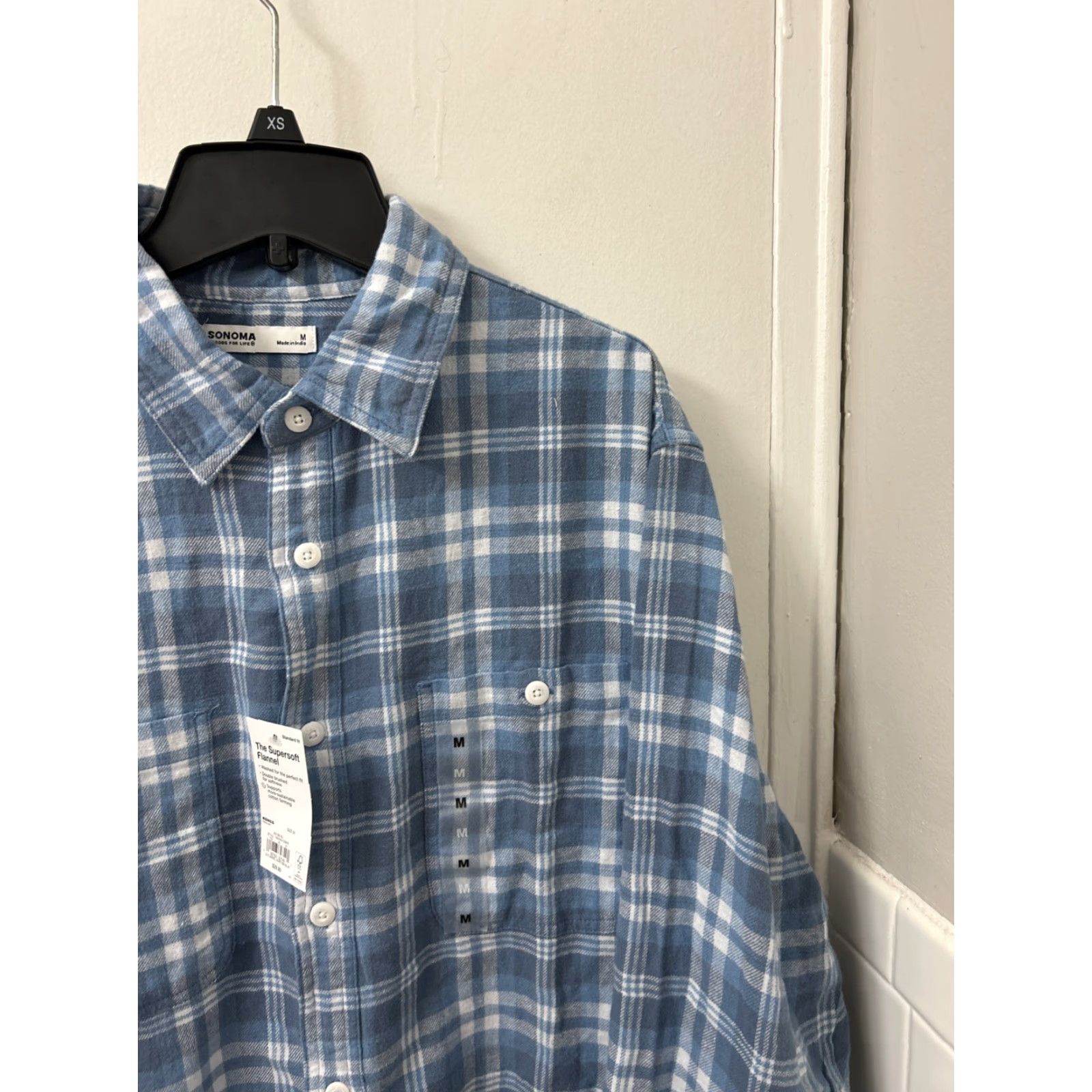 Vintage Sonoma Shirt Mens Medium Blue Plaid Flannel Button-Down Long Sleeve Supersoft Size US M / EU 48-50 / 2 - 4 Thumbnail