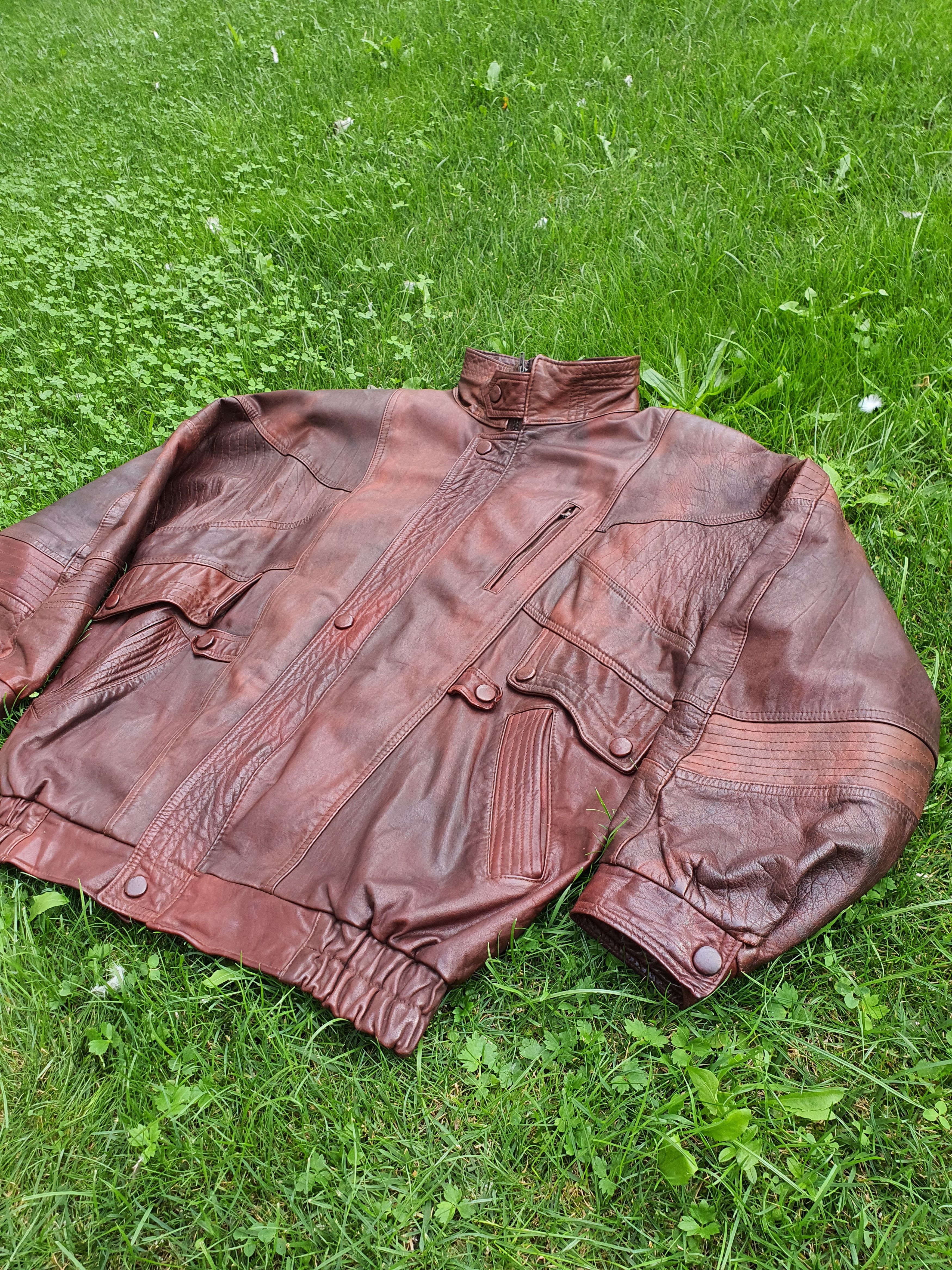 Genuine Leather × Vintage Vintage Boxy Leather Jacket Size US L / EU 52-54 / 3 - 8 Thumbnail