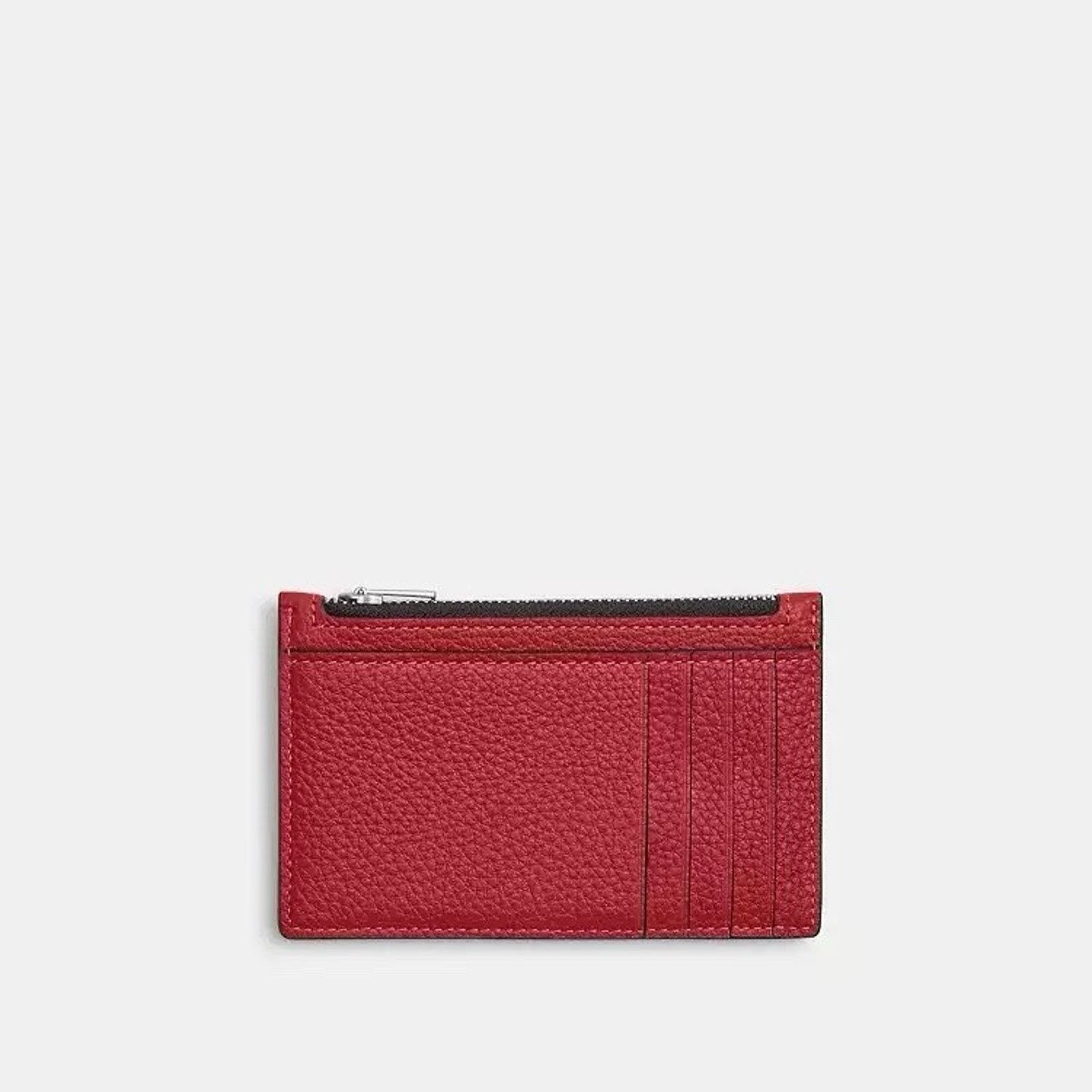 Coach NWT Coach Zip Card Case C4280 Silver True Red Pebble Leather Size ONE SIZE - 5 Thumbnail