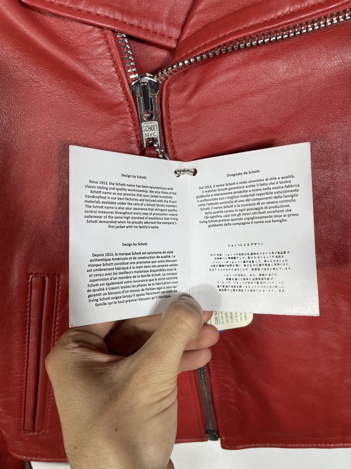 Schott Schott Lambskin Leather Zip Red Biker Jacket Motor Harley Size S / US 4 / IT 40 - 13 Thumbnail
