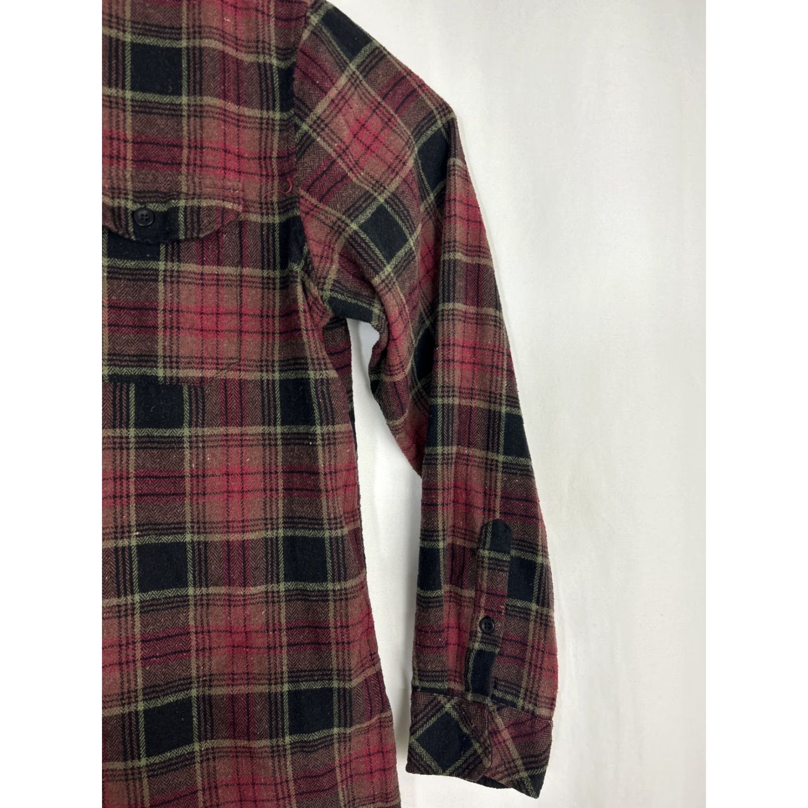 Stoic Stoic Mens Large Flannel Long Sleeve Shirt Plaid Crimson Cotton Blend Size US L / EU 52-54 / 3 - 4 Thumbnail