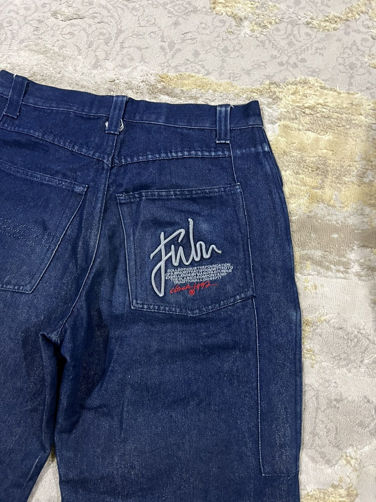Fubu × JNCO × Vintage Y2K Fubu Fat Albert Embroidery Pockets Baggy 🎈Denim Jeans Size US 31 - 4 Thumbnail
