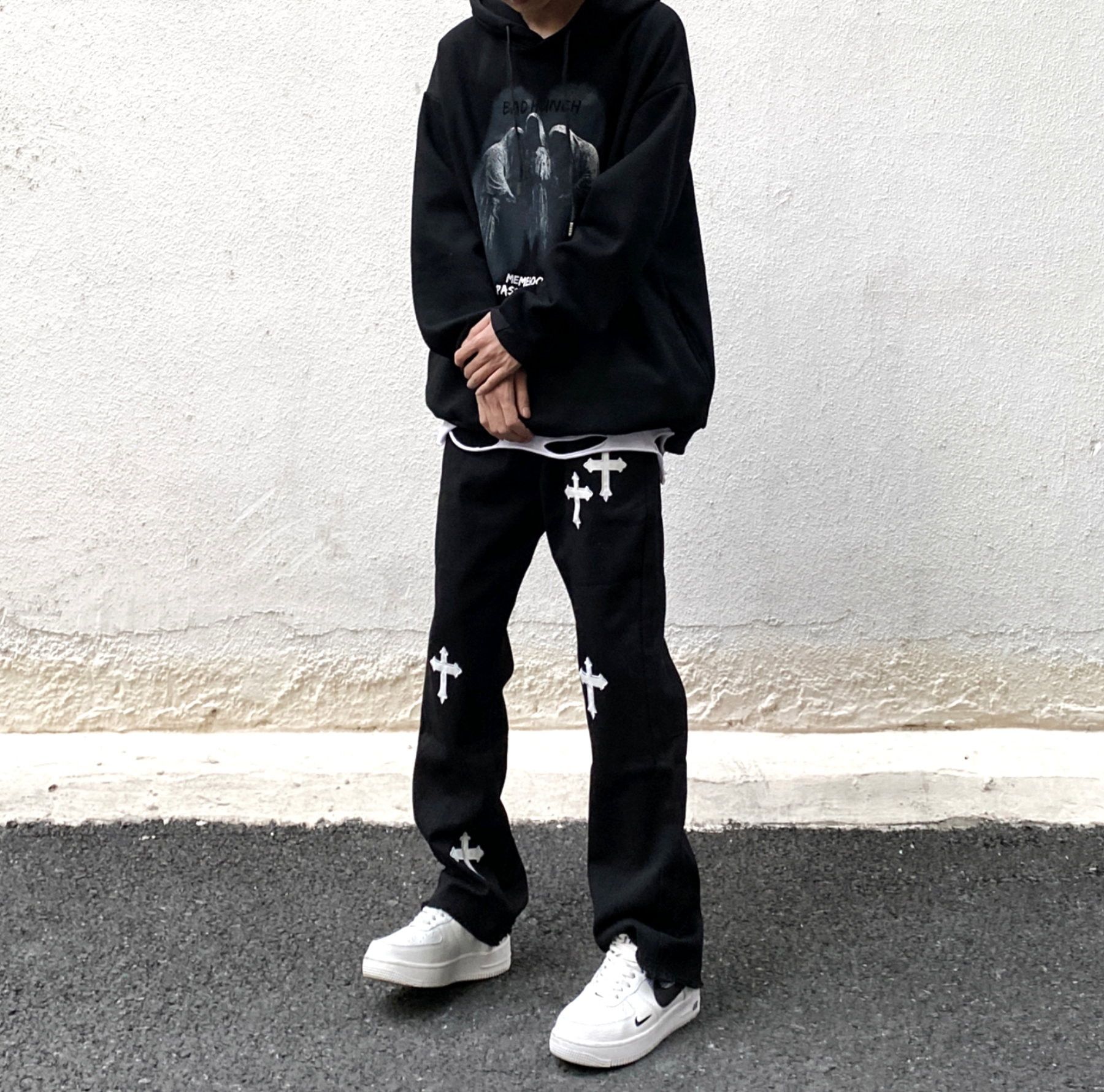 Designer × Japanese Brand × Vintage Vintage Hippie Gothic Cross Flared Jeans Glamour Rave Size US 31 - 3 Thumbnail