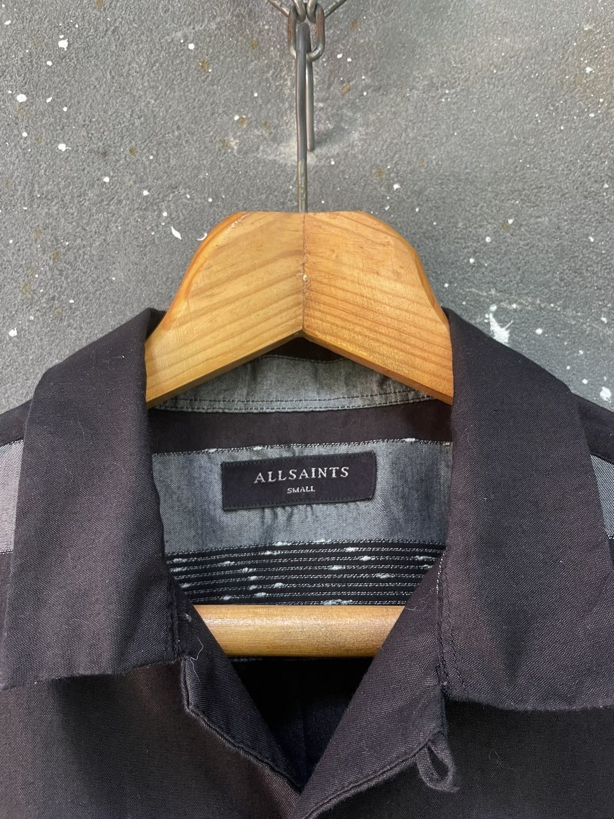 Allsaints AllSaints Gabon Grey Black Stripe SS Shirt Up Short Sleeve Size US S / EU 44-46 / 1 - 6 Thumbnail