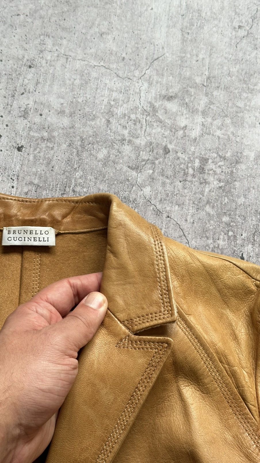 Brunello Cucinelli Women's Brunello Cucinelli Vintage Leather Blazer Jacket Size M / US 6-8 / IT 42-44 - 17 Thumbnail