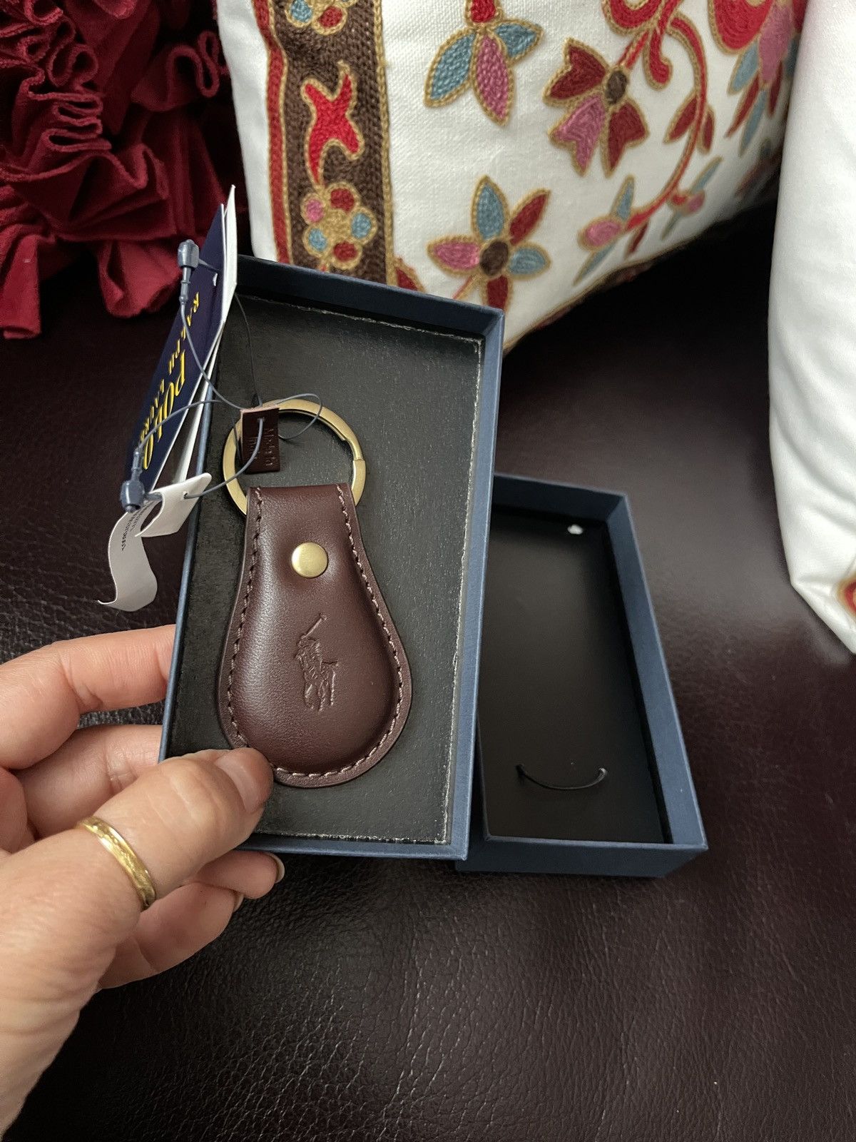 Polo Ralph Lauren Ralph Lauren Polo Keychain Key Ring Fob Brown Embossed Box Size ONE SIZE - 3 Thumbnail