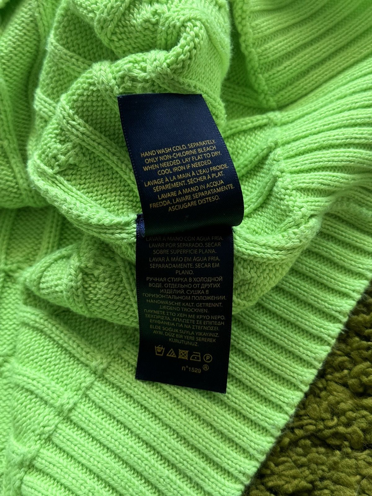 Designer × Polo Ralph Lauren Polo Ralph Lauren cable knit acid green sweater Size L / US 10 / IT 46 - 8 Thumbnail