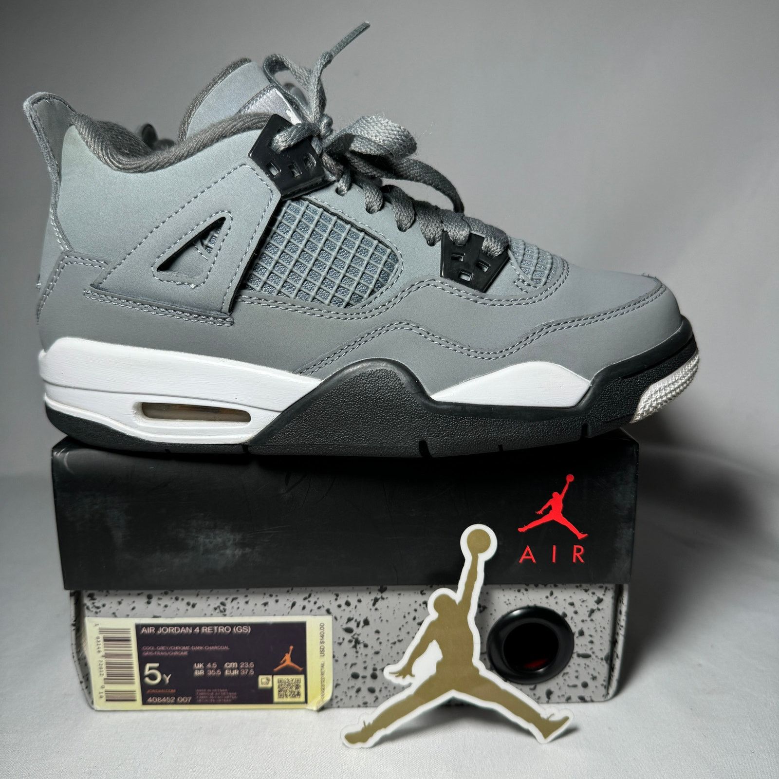 Jordan Brand × Nike Size 5 - Air Jordan 4 Retro GS Cool Grey 2019 Men's Shoes Size US 5 / EU 37 - 1 Thumbnail