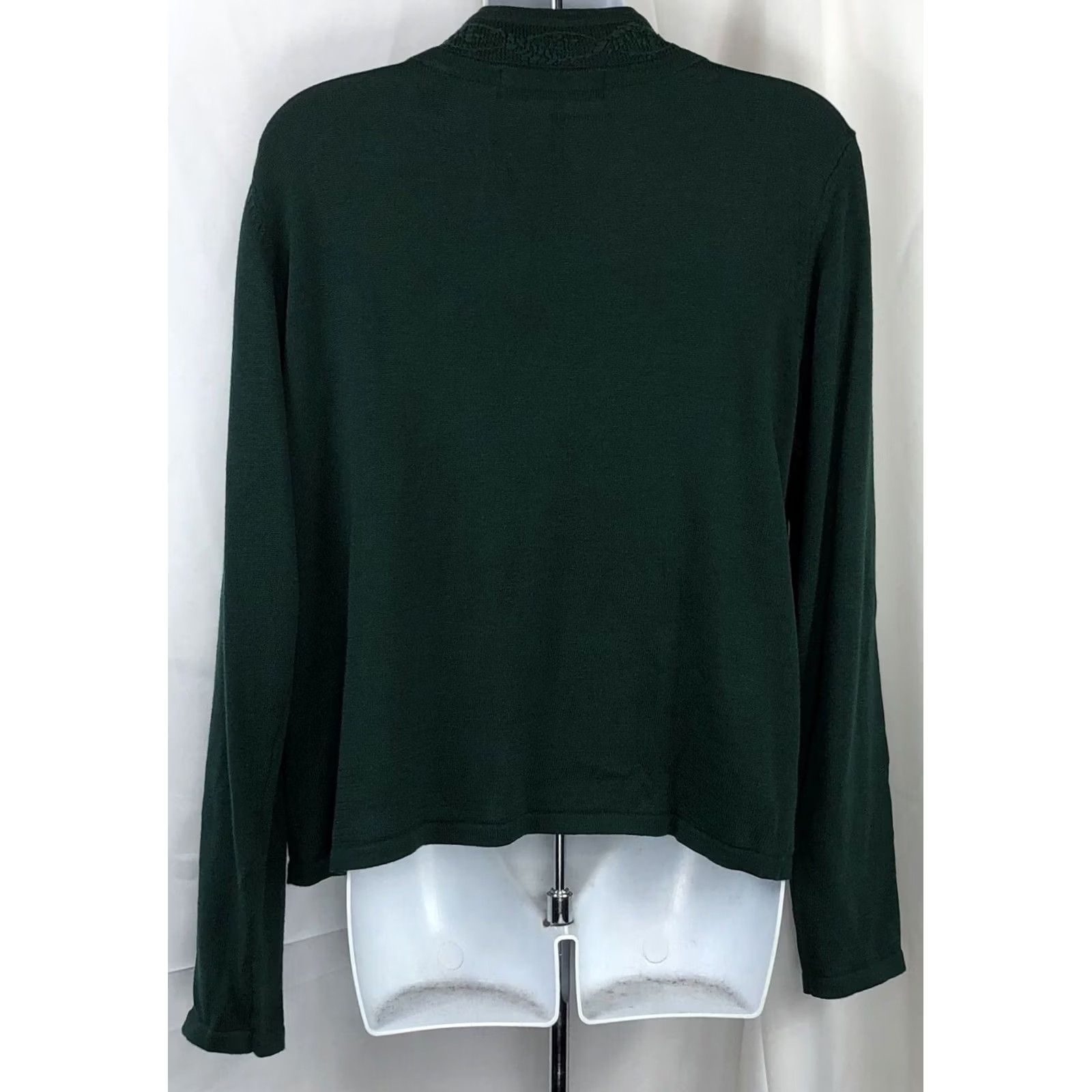 Vintage Karen Scott Sweater Womens PL Green NWT Cardigan Top Combo Crochet LongSleeve cottage Size L / US 10 / IT 46 - 3 Thumbnail