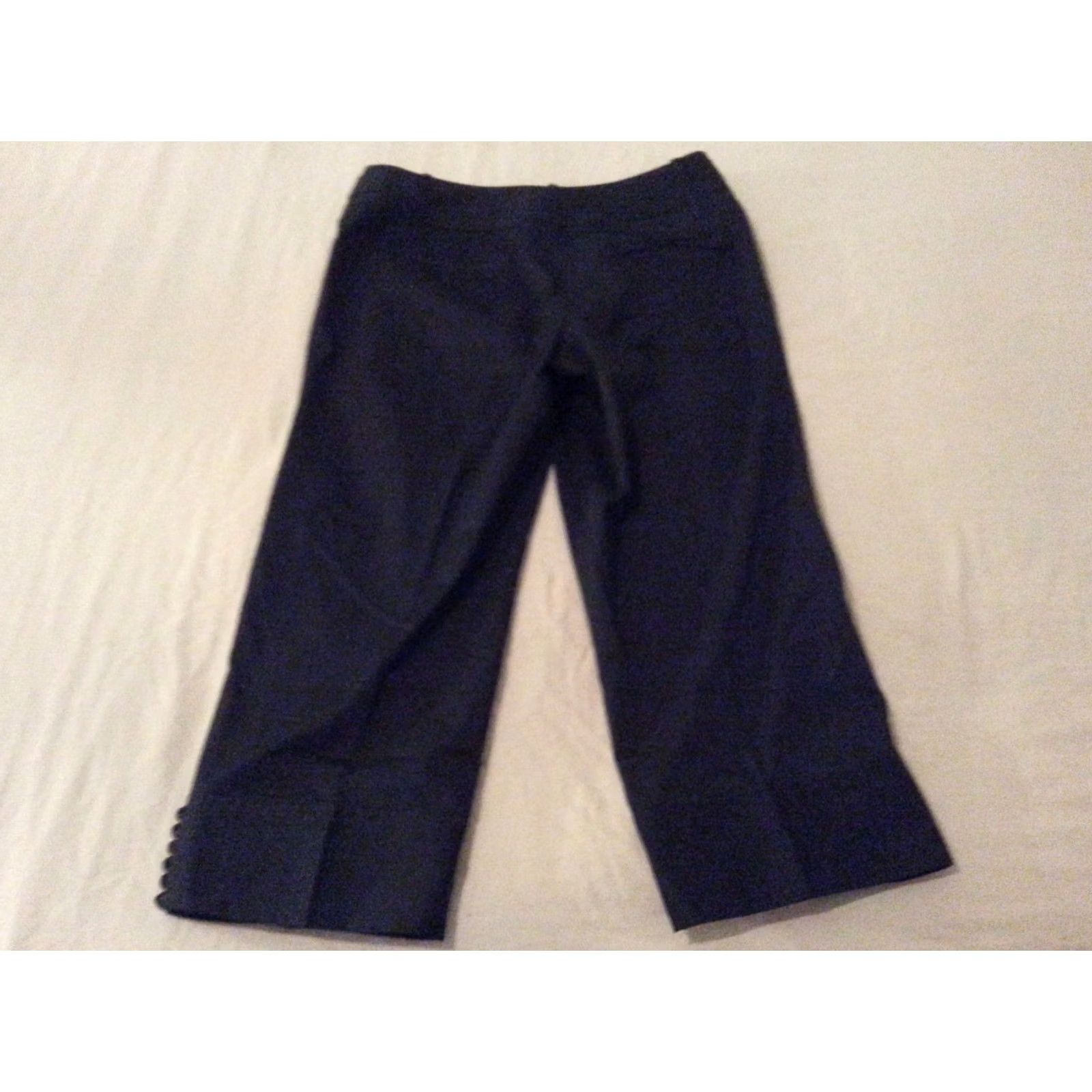 Ann Taylor Womens Ann Taylor Capri Pants 4 Black Cotton Slack Cropped 30x20 Capris Womens Size 27" / US 4 / IT 40 - 2 Thumbnail