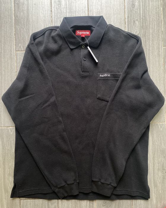 Supreme Supreme Thermal L/S Polo Black Size Medium | Grailed