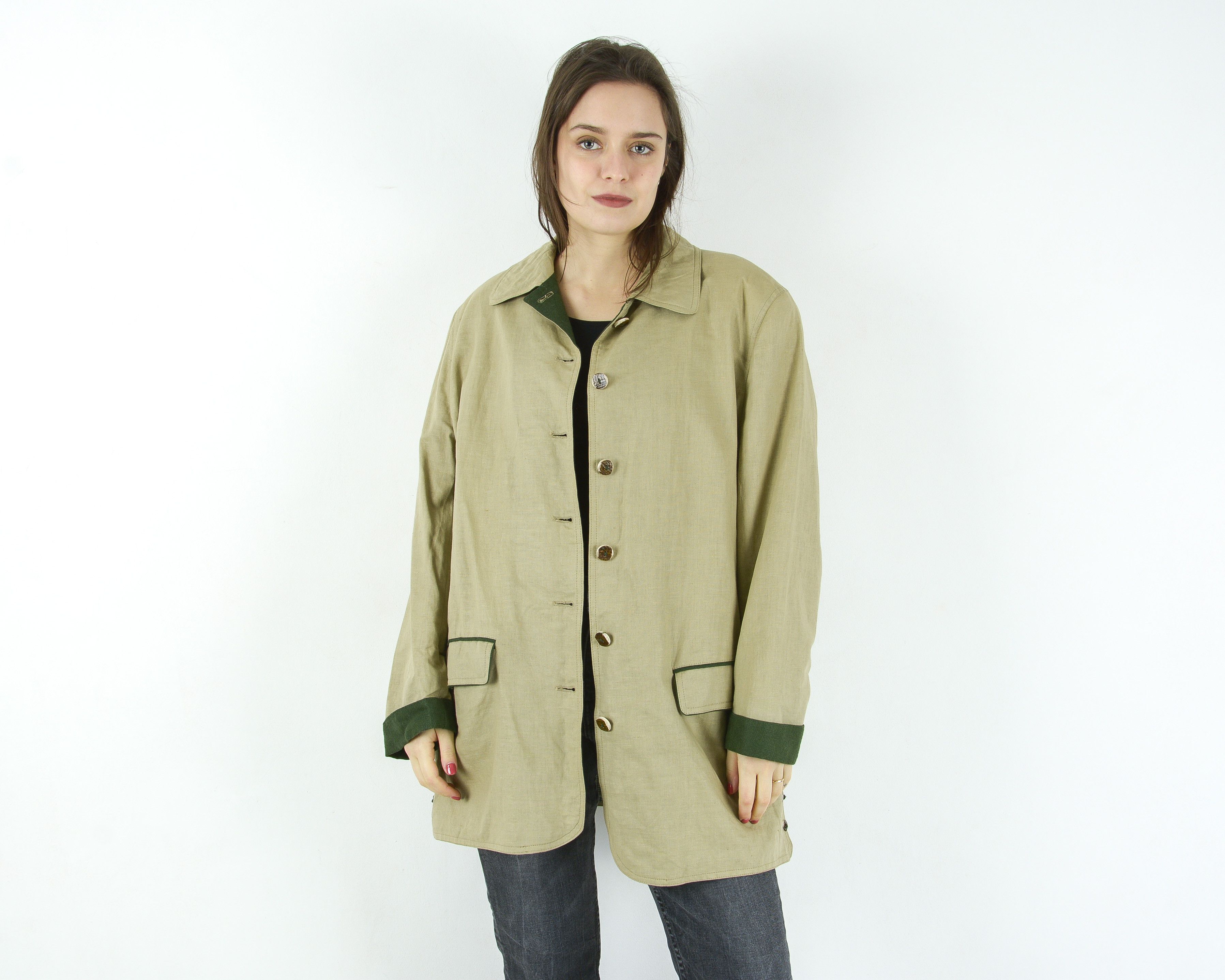 Vintage H. Moser Linen Trachten Blazer Jacket Beige Sport Coat Size M / US 6-8 / IT 42-44 - 2 Thumbnail