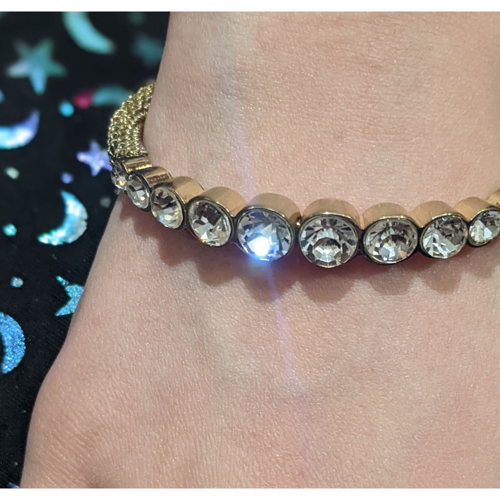 Other Gold Rhinestone Gemmed Statement Bracelet Size ONE SIZE - 4 Thumbnail
