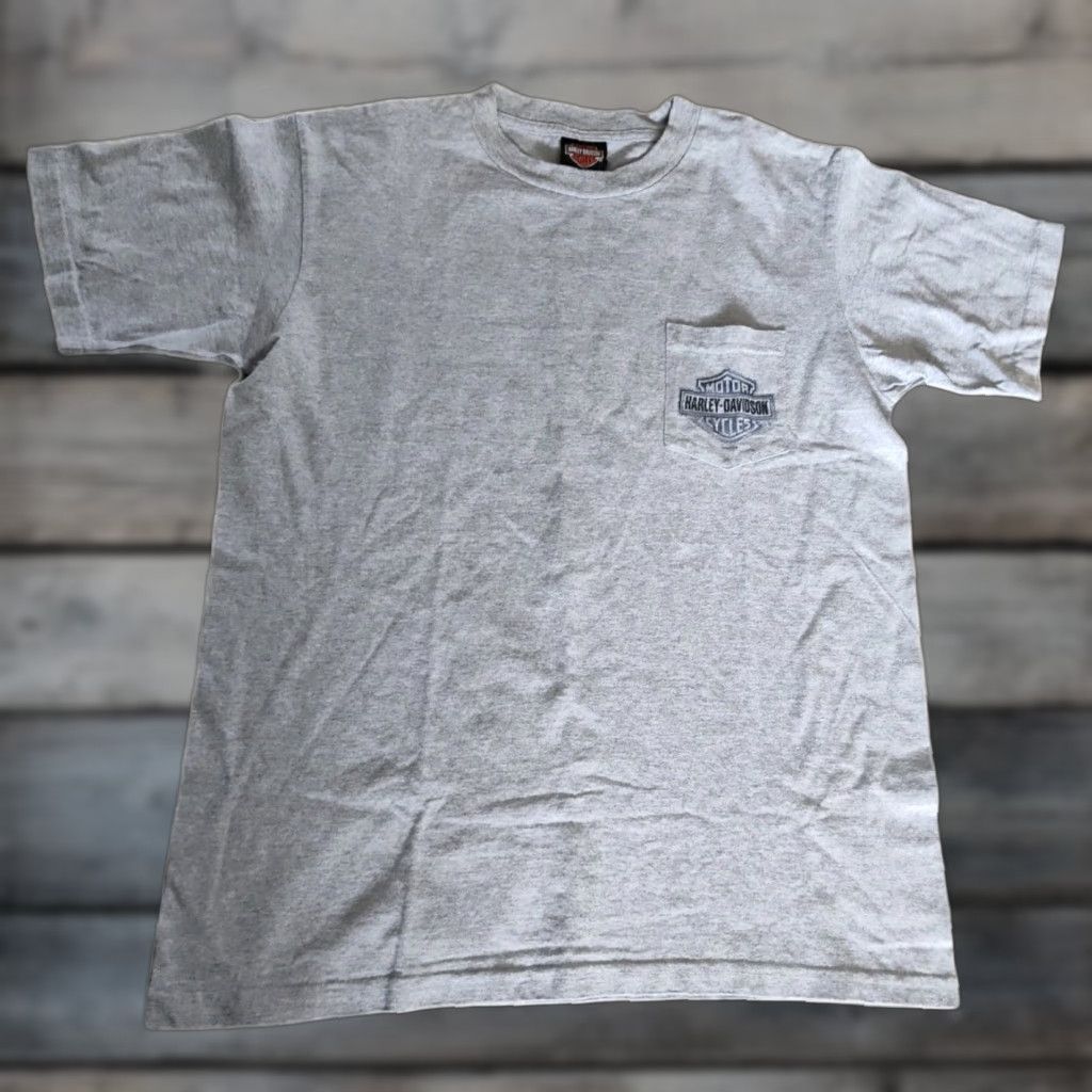 Harley Davidson Harley-Davidson Gray Pocket Tee Shirt Double-Sided USA Made Appleton, WI Size L Size US L / EU 52-54 / 3 - 1 Thumbnail