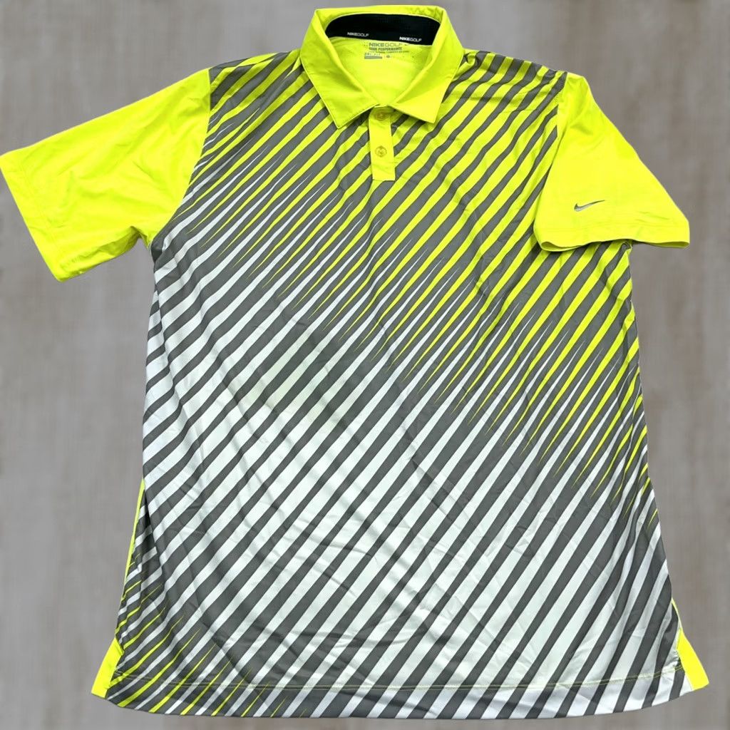 Nike Nike Polo Shirt Men L Yellow Gray Dri-Fit Tour Performance Golf Geometric Size US L / EU 52-54 / 3 - 1 Thumbnail