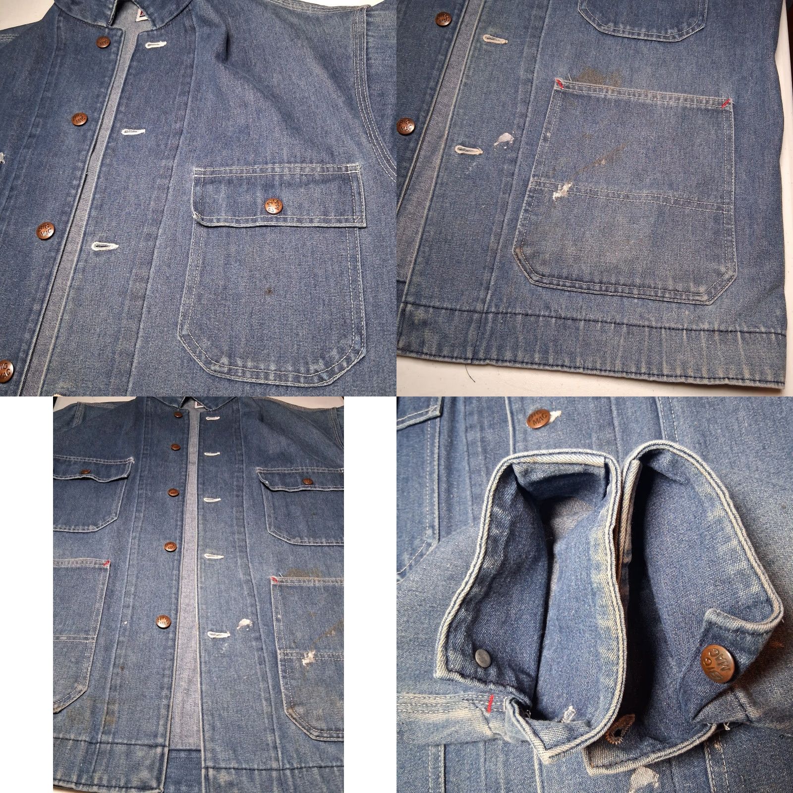 Vintage VINTAGE Big Mac Denim Jean Jacket Blue Chore Barn Work Workwear Utility READ Jacket Men L Blue Denim Casual Workwear fall spring winter 90s? Size US 33 - 10 Thumbnail