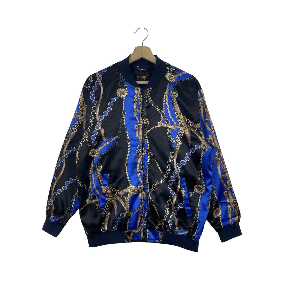 Vintage Vintage POP ENGLAND Chain Baroque Print Satin Bomber Jacket Size US L / EU 52-54 / 3 - 4 Thumbnail