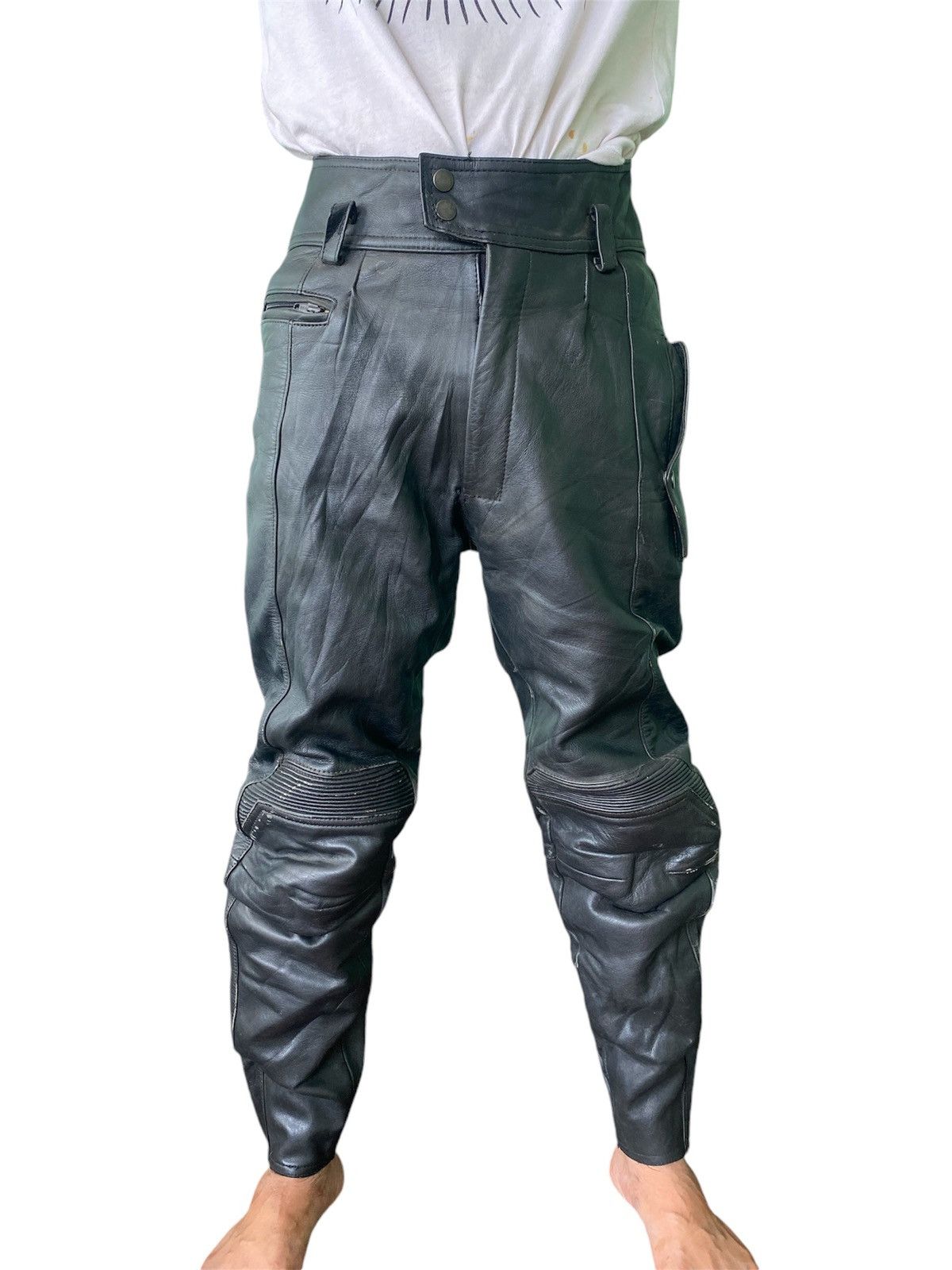 Leather Rare 🌟 Vintage Leather Biker Pants Size US 30 / EU 46 - 1 Thumbnail