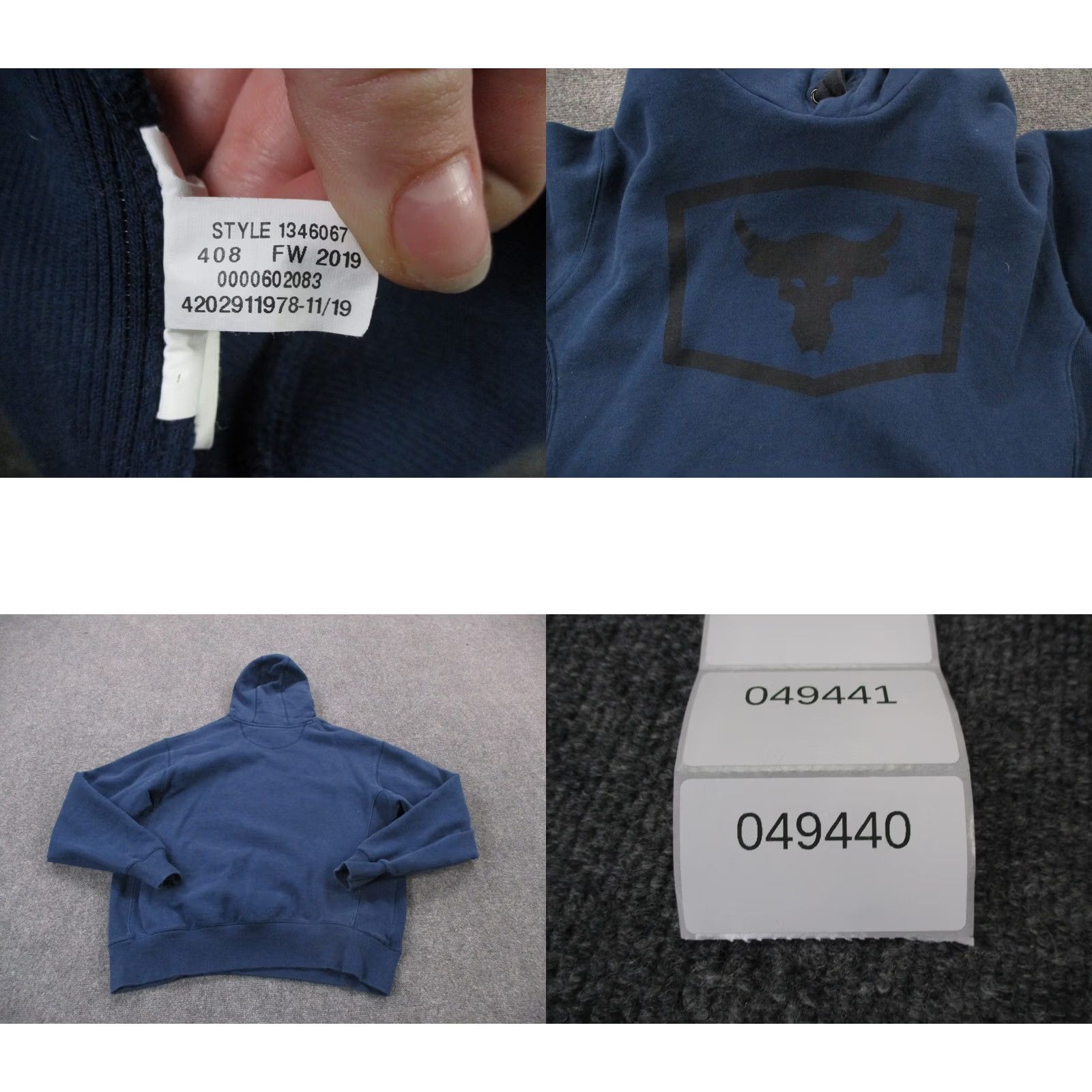 Under Armour Under Armour Project Rock Hoodie Mens XL Blue Dwayne Johnson Rock Logo Hooded Pullover Pocket Size US XL / EU 56 / 4 - 9 Thumbnail