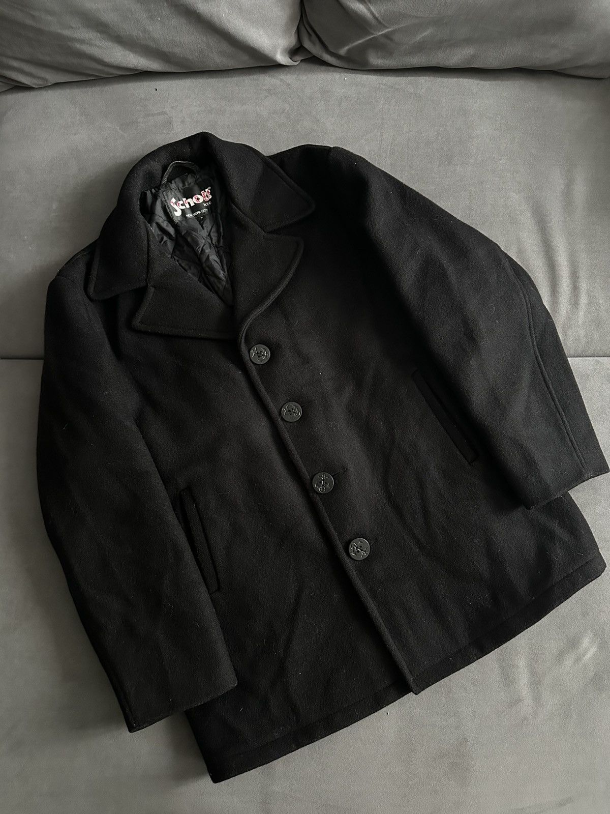 Schott Vintage Schott Jacket Black Made In USA NYC Car Coat Wool Size US L / EU 52-54 / 3 - 1 Thumbnail