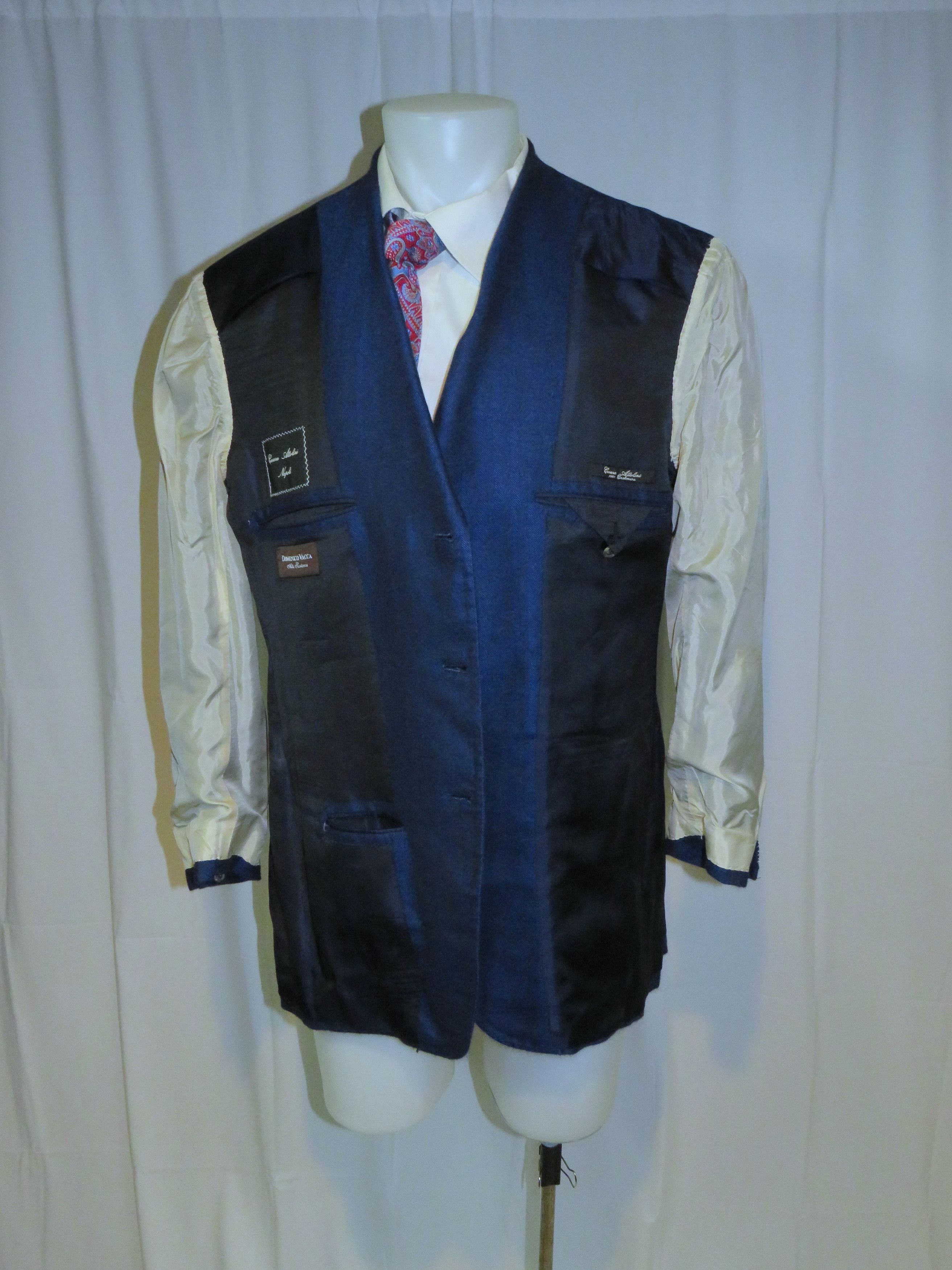 Cesare Attolini 100% Cashmere Blue Herringbone Three Button Sport Coat 46R Size 46R - 11 Thumbnail