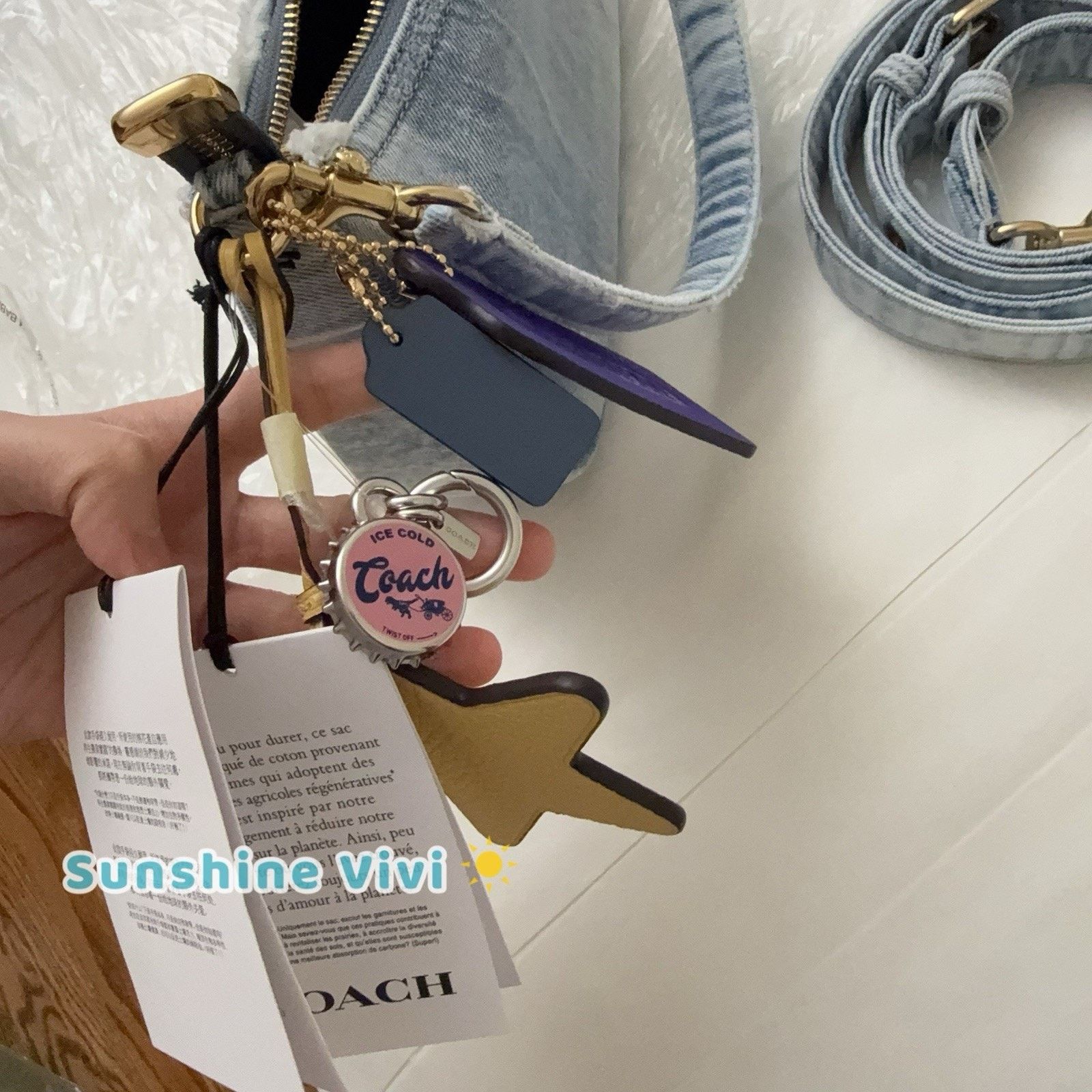 Coach NWT COACH CDY76 Teri Shoulder Bag Loved Denim Charms Indigo Size ONE SIZE - 10 Thumbnail