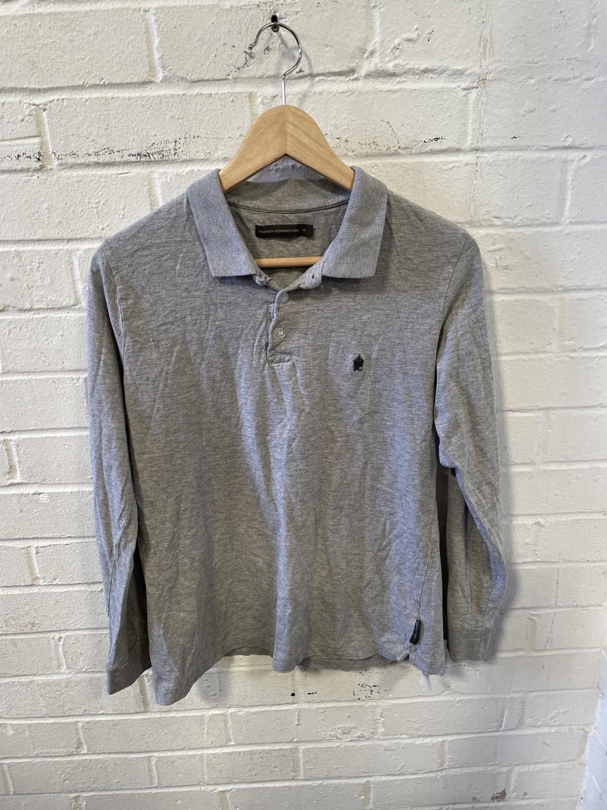 French Connection French Connection Men's Long Sleeve Polo Shirt Gray Medium Size US M / EU 48-50 / 2 - 1 Thumbnail
