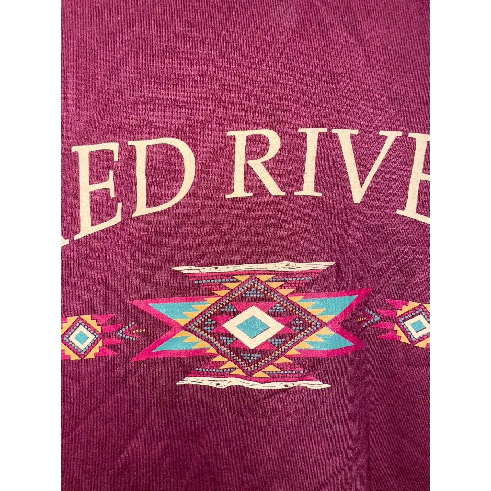 Jerzees Vintage Red River Shirt Native American Tee Red VTG 90s L Size US L / EU 52-54 / 3 - 3 Thumbnail