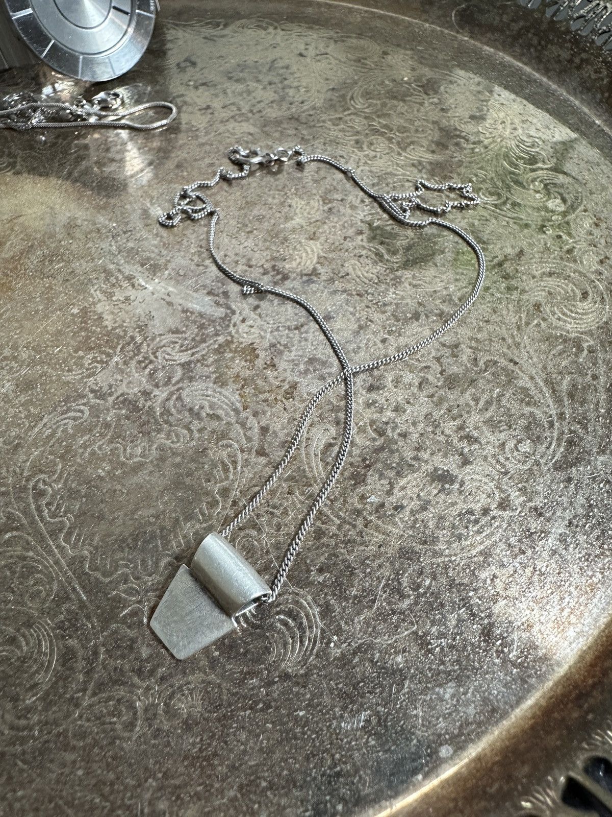 Vintage Second Hand Silver Petite Scroll Necklace Size ONE SIZE - 1 Thumbnail