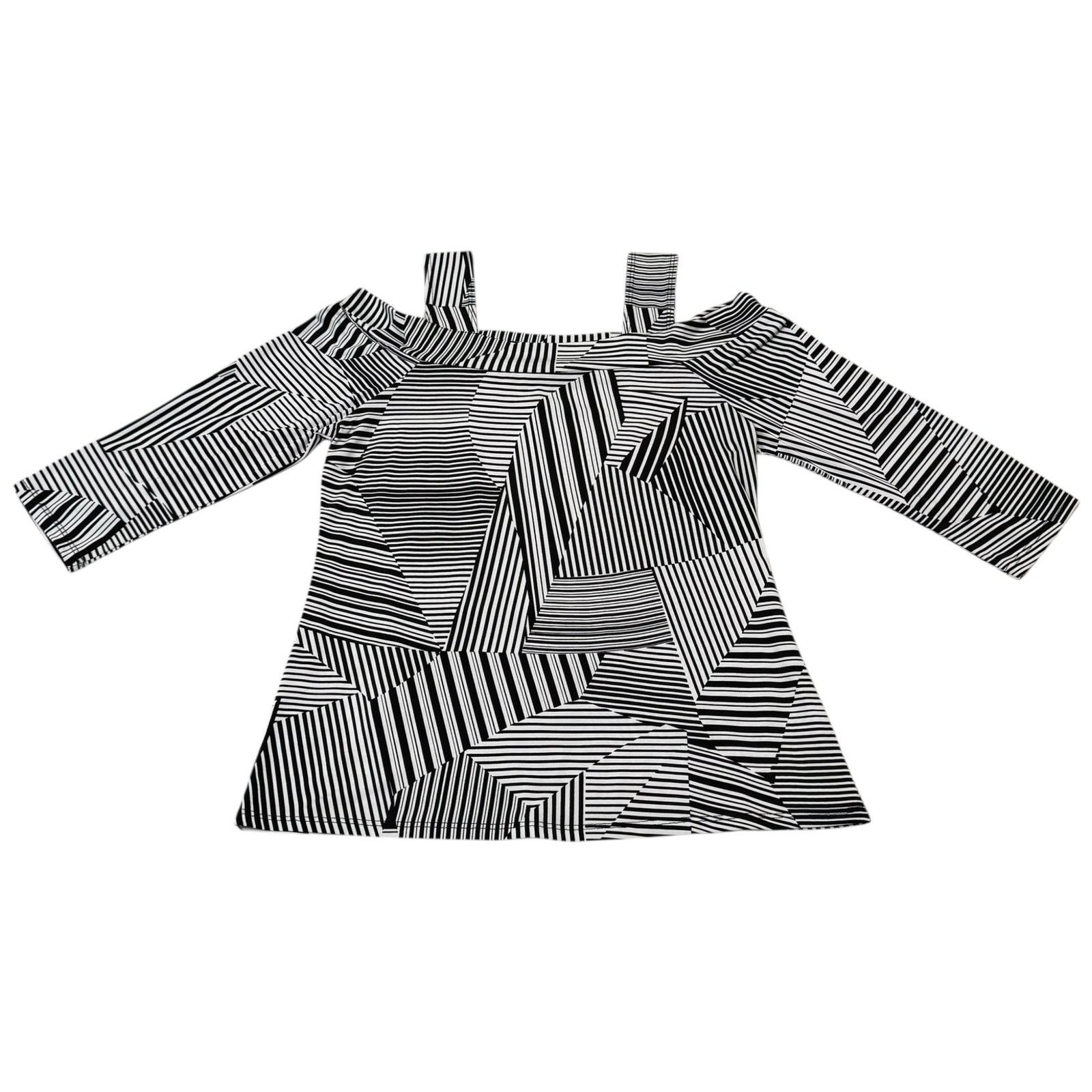 Other Clara Sunwoo Cold Shoulder Top Pattern Black & White Small Size S / US 4 / IT 40 - 1 Thumbnail