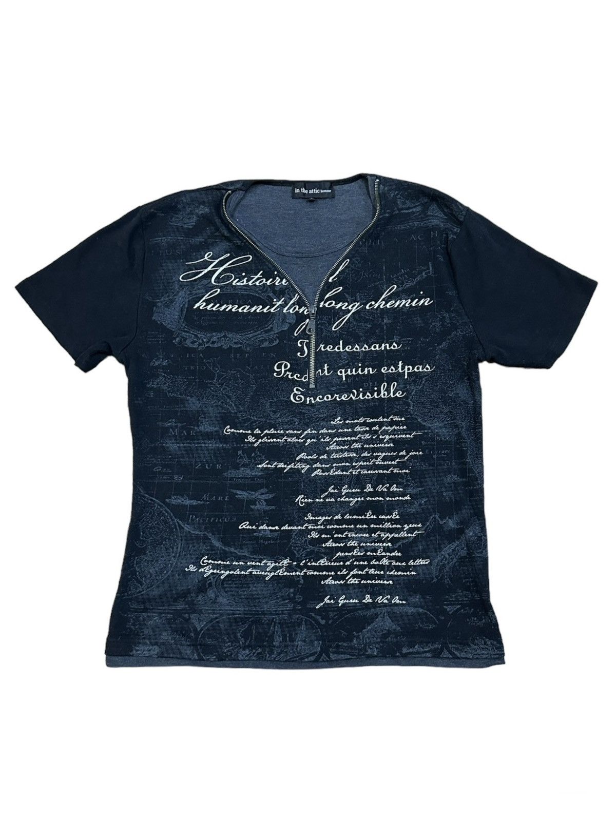 In The Attic 2000s - In The Attic Poem Zipper Tshirt Size US M / EU 48-50 / 2 - 2 Thumbnail