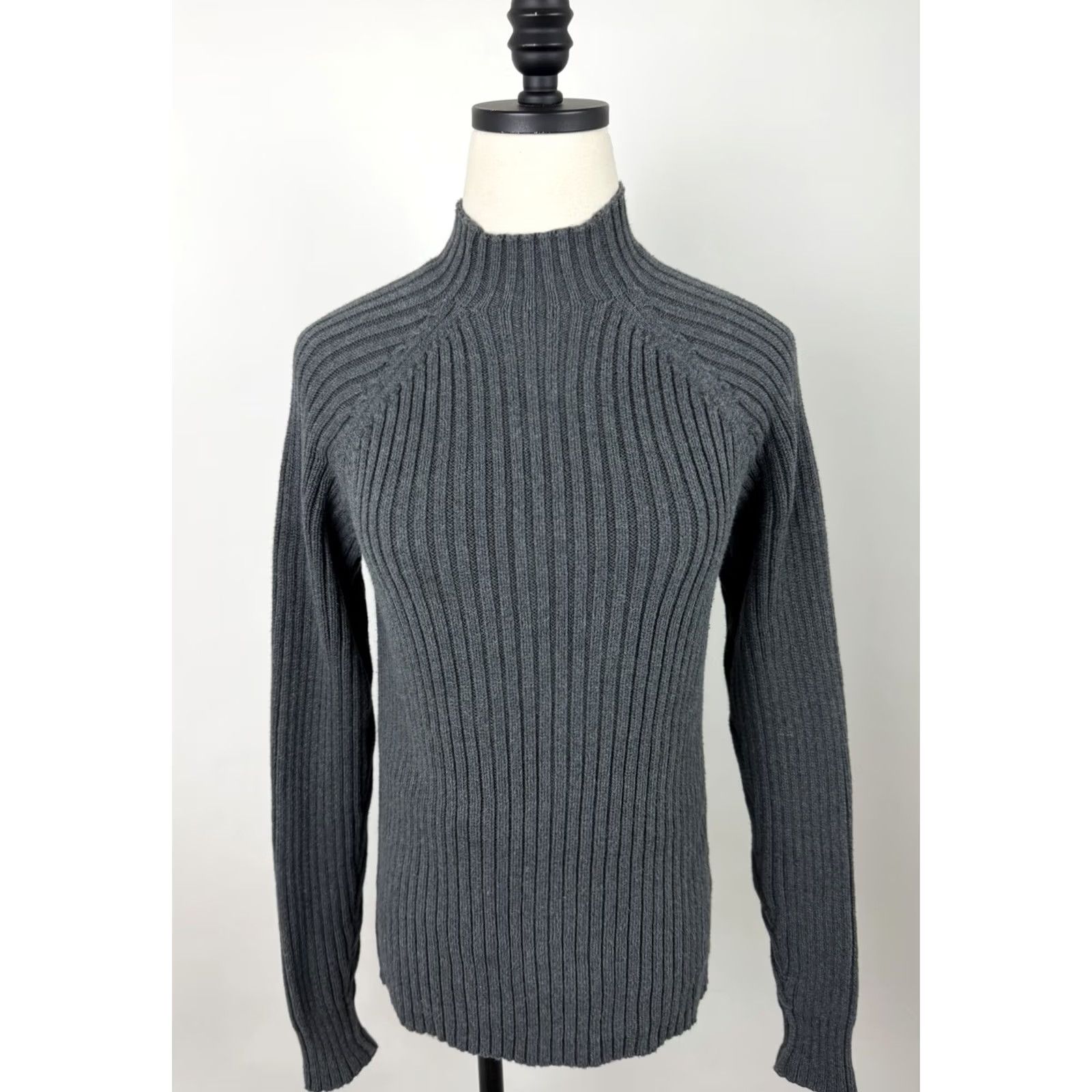 Vintage VINTAGE St. John's Bay Sweater Shirt Womens S Raglan Mock Neck Charcoal Gray Cotton Pullover 80s 90s Grunge Retro Womens Size S / US 4 / IT 40 - 2 Thumbnail
