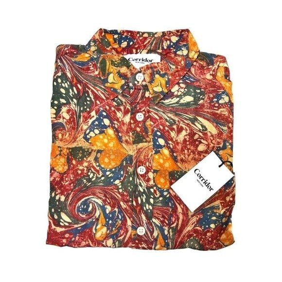 Corridor Corridor Mens Multi Marbleized Long Sleeve Collared Button U Size US L / EU 52-54 / 3 - 2 Thumbnail