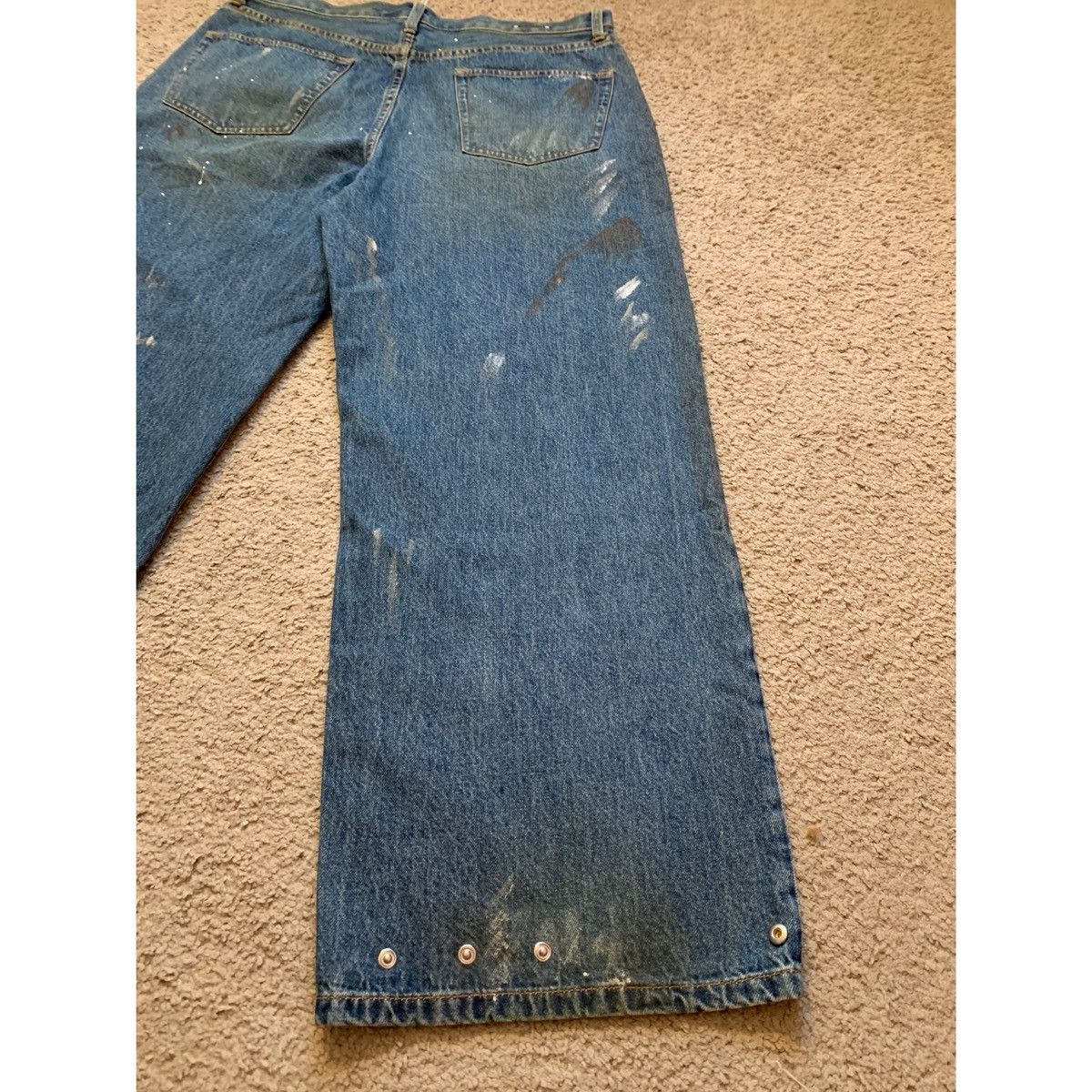 Helmut Lang HELMUT LANG CROPPED PAINT SPLATTER WIDE LEG JEANS Size US 34 / EU 50 - 5 Thumbnail
