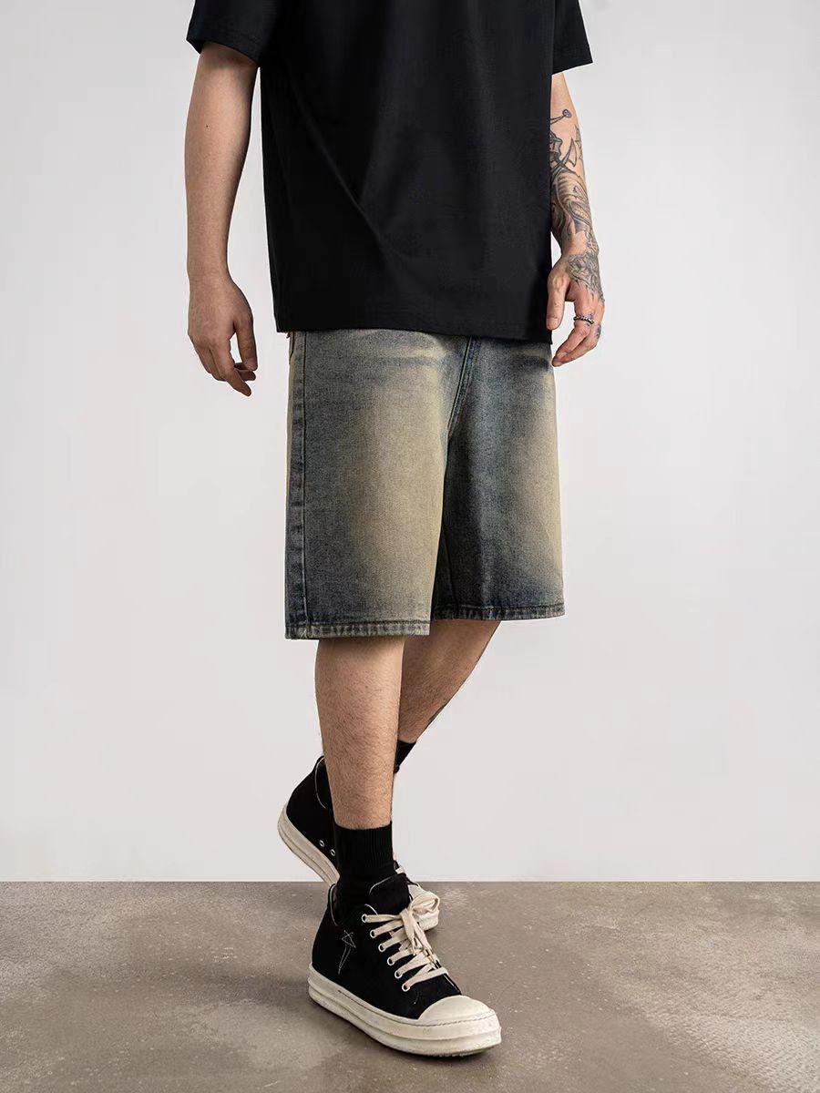 Japanese Brand Retro mud dyed yellowed high street denim shorts Size US 34 / EU 50 - 2 Thumbnail