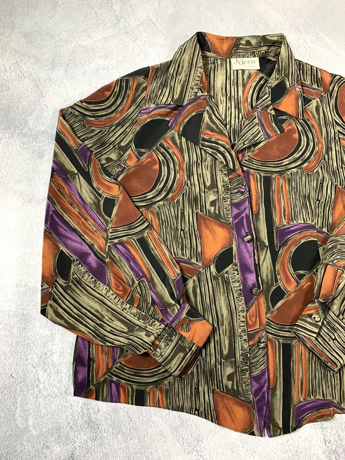 Japanese Brand × Vintage Vintage 90s Abstract button ups long sleeve shirt Size L / US 10 / IT 46 - 2 Thumbnail