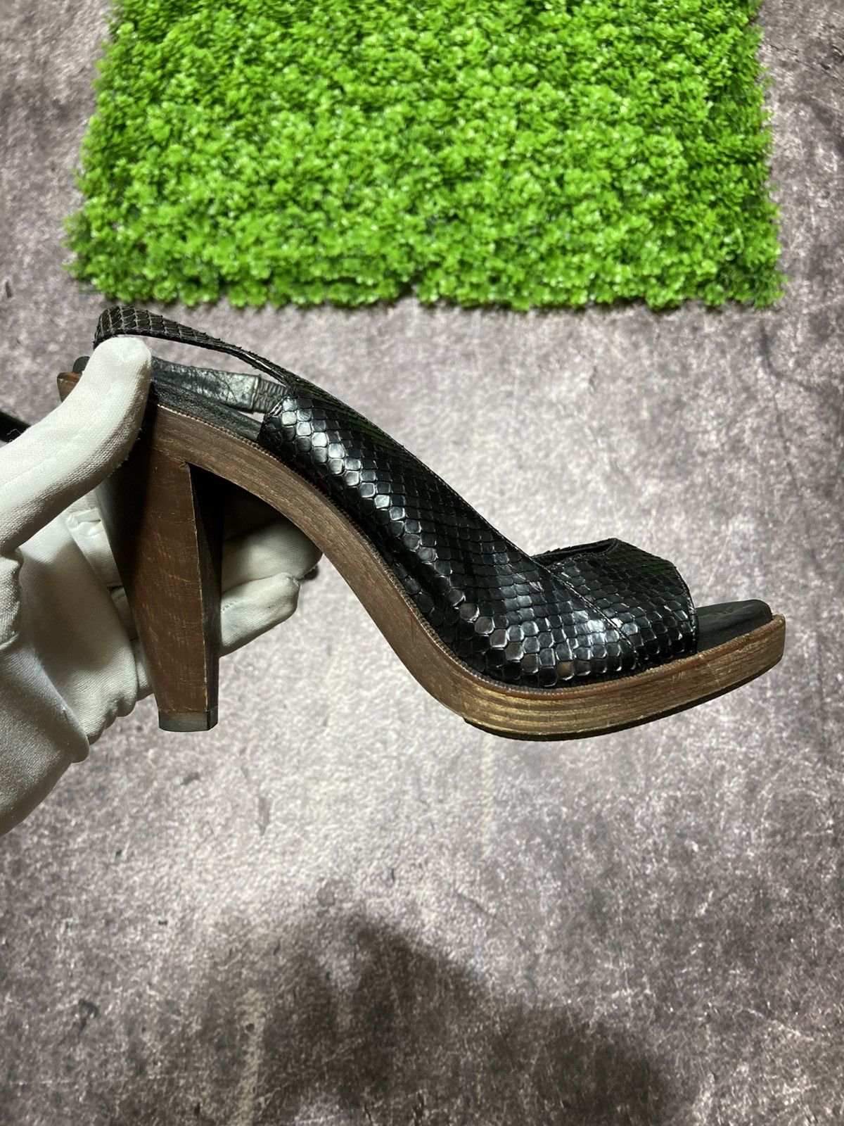 Proenza Schouler Proenza Schouler Python Black Wood Heel Sandals Slingback Size US 8.5 / IT 38.5 - 8 Thumbnail
