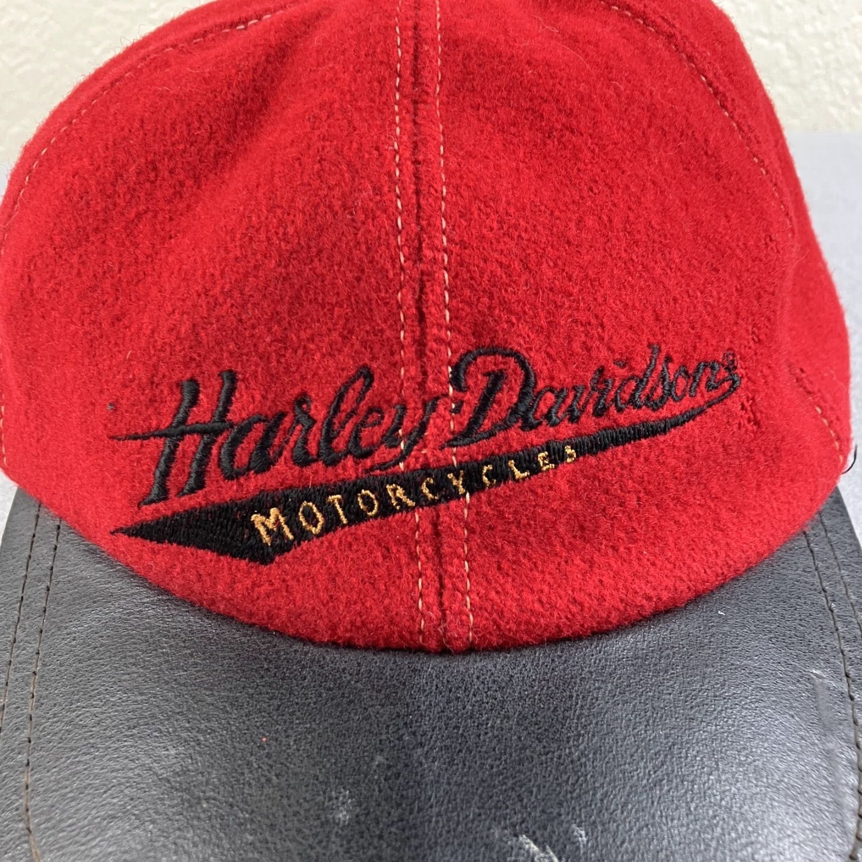 Harley Davidson Harley-Davidson Vintage Hat Strapback Baseball Cap Men 90s Biker Motorcycle Wool Cotton Red Black Size ONE SIZE - 2 Thumbnail