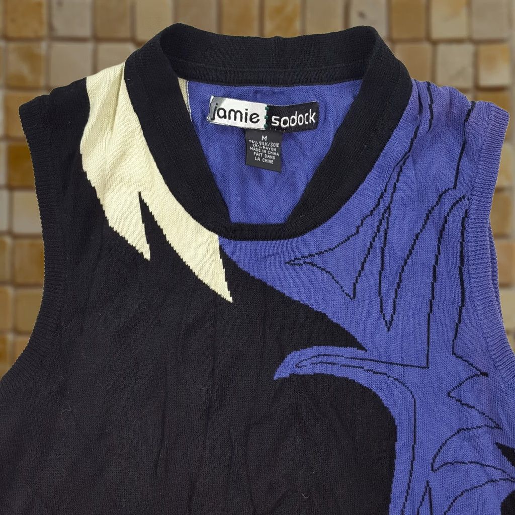 Vintage VINTAGE Jamie Sadock Purple Silk Sleeveless Art Knit Pullover Sweater M Womens 90s Fashion Southwestern Western Doctor? Size M / US 6-8 / IT 42-44 - 1 Thumbnail