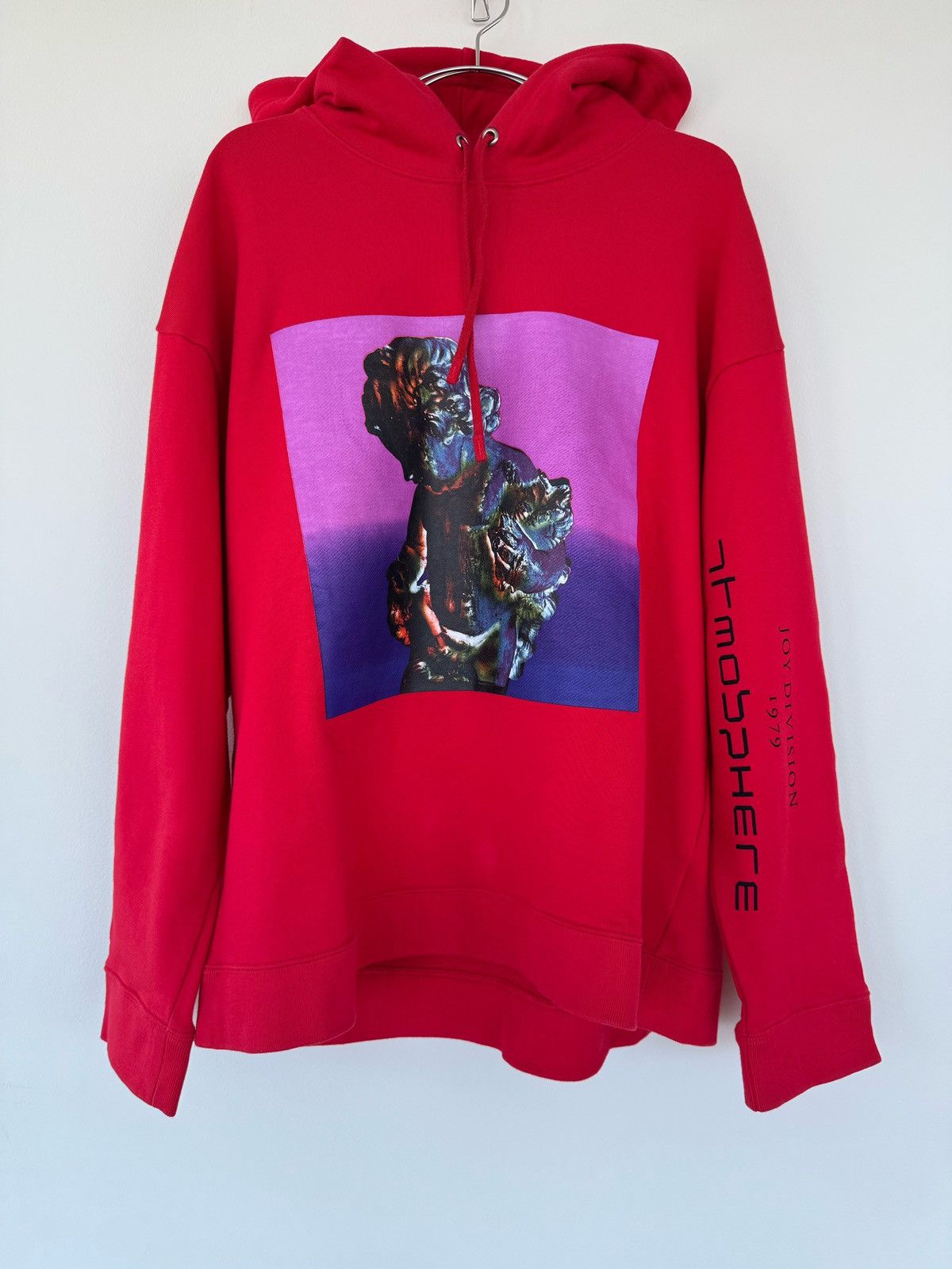 Pre-owned Raf Simons Ss18 New Order/joy Division Technique Hoodie In Red