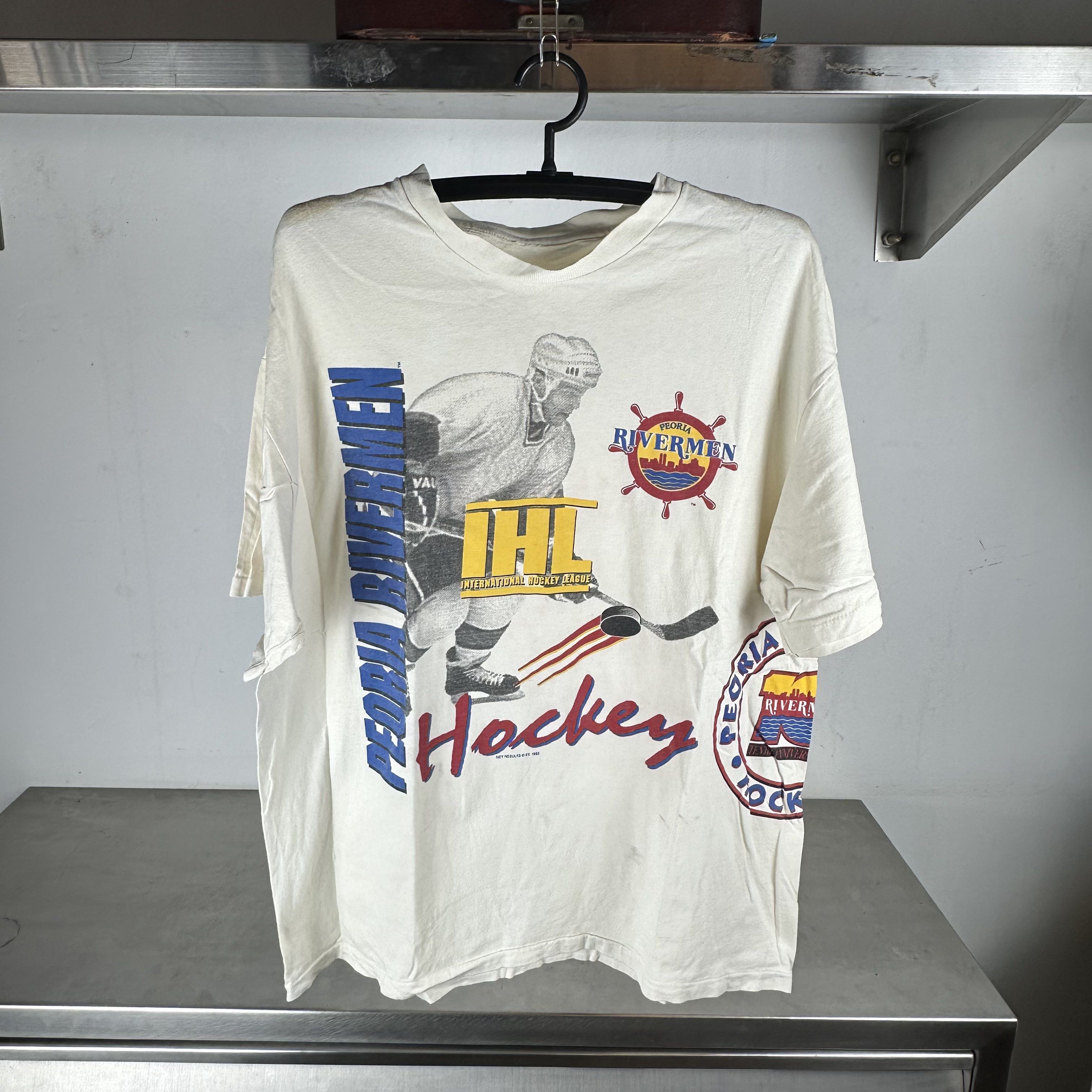 Vintage Vintage 1993 Peoria Rivermen IHL Hockey AOP T-shirt Size US XL / EU 56 / 4 - 1 Thumbnail