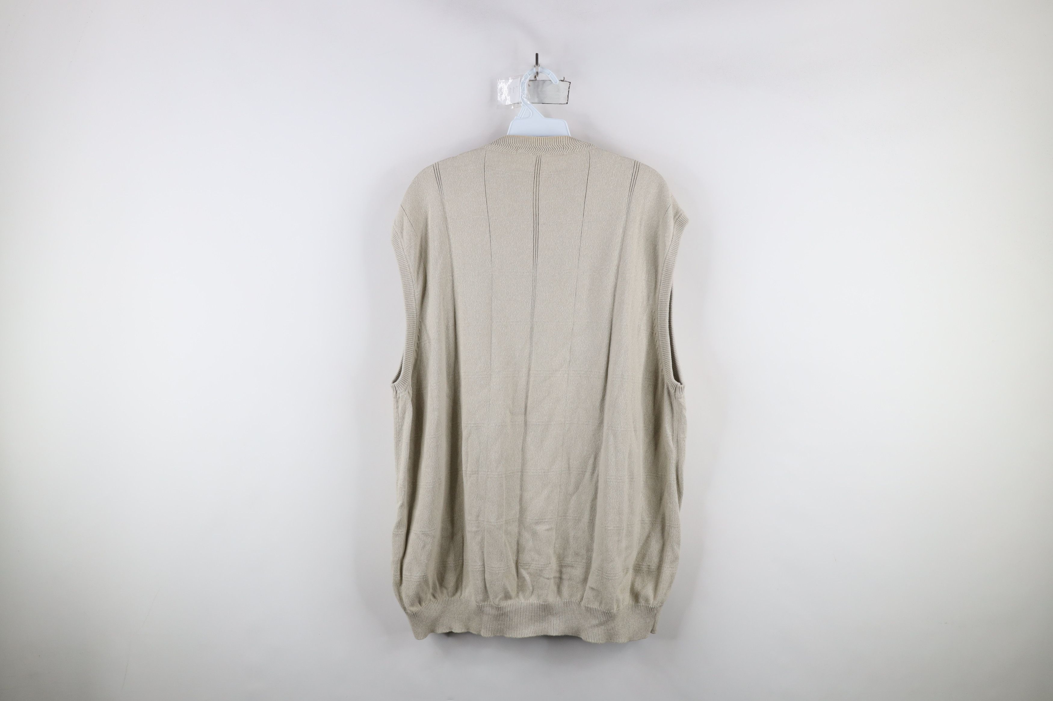 Vintage Vintage 90s Streetwear Cotton Knit V-Neck Sweater Vest Beige Size US XL / EU 56 / 4 - 8 Thumbnail