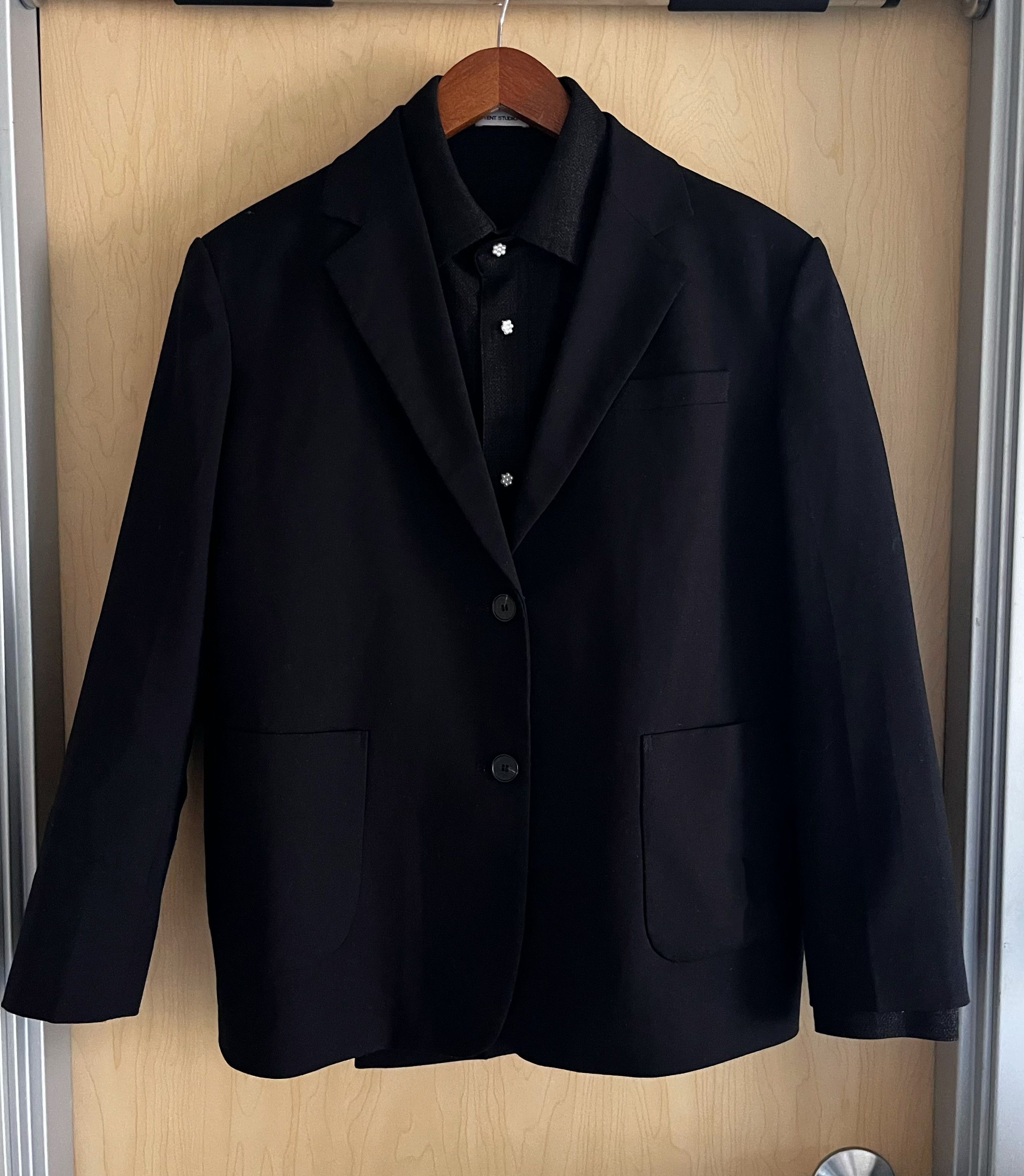 Other Black Satin Lapel Blazer Single Breasted Boxy Fit Size 38S - 1 Thumbnail