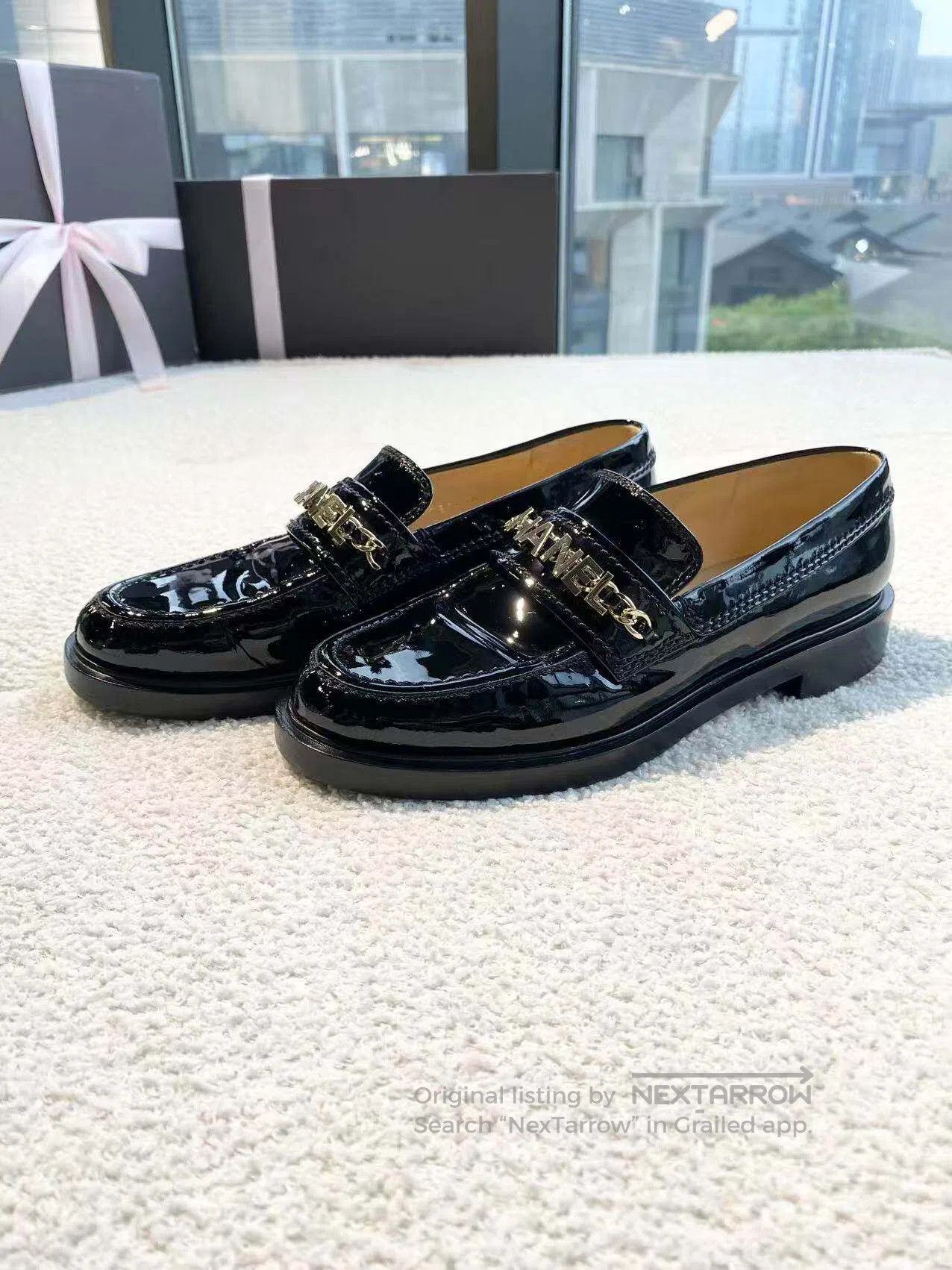 Chanel Chanel Black patent leather logo loafers| Size US 6 / IT 36 - 1 Thumbnail