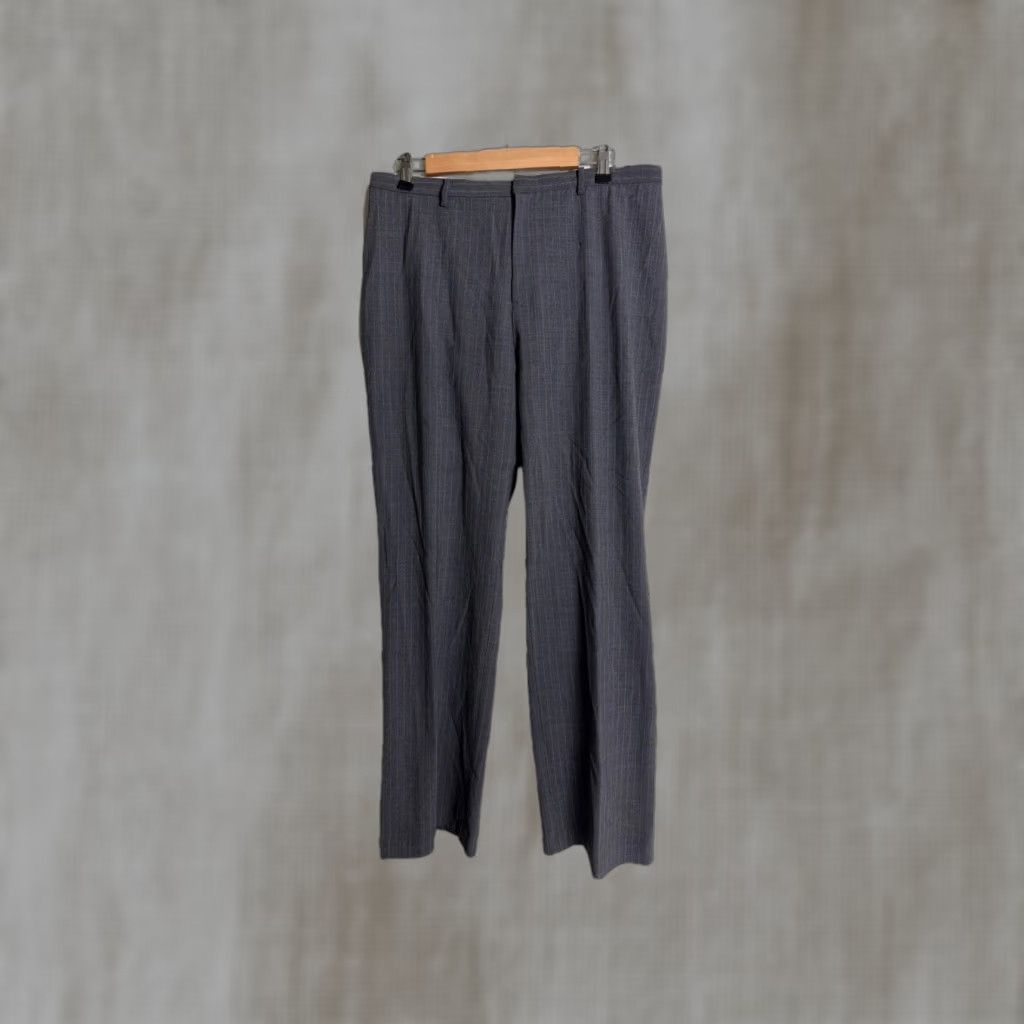 Gap VINTAGE Gap Y2K Women’s 14R Wool Polyester Gray Pinstripe Wide-Leg Dress Pants 34x32 Women Size 36" / US 14 / IT 50 - 1 Thumbnail