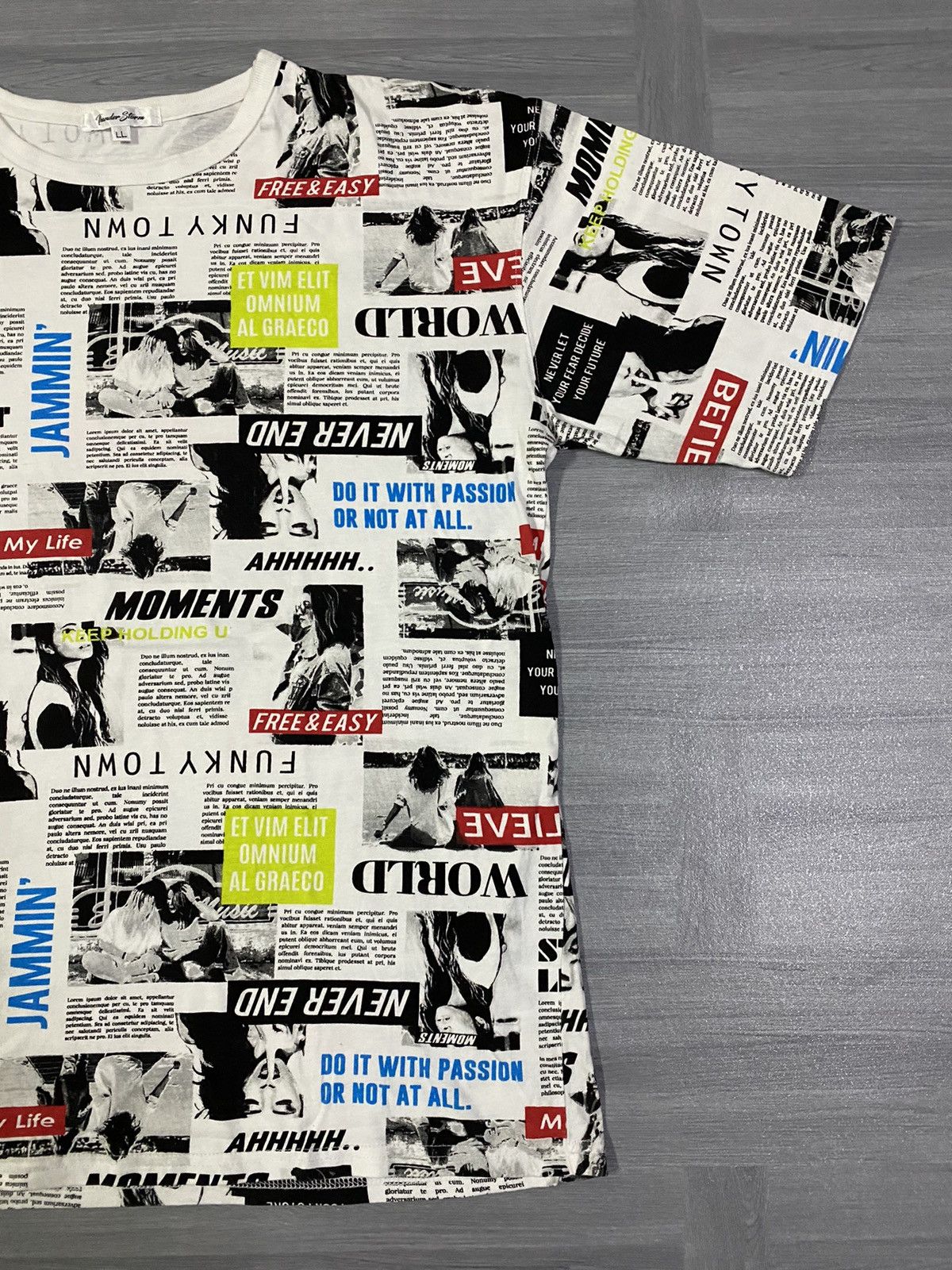 Japanese Brand Thunder Storm Newspaper Headlines Tees Size US XL / EU 56 / 4 - 4 Thumbnail