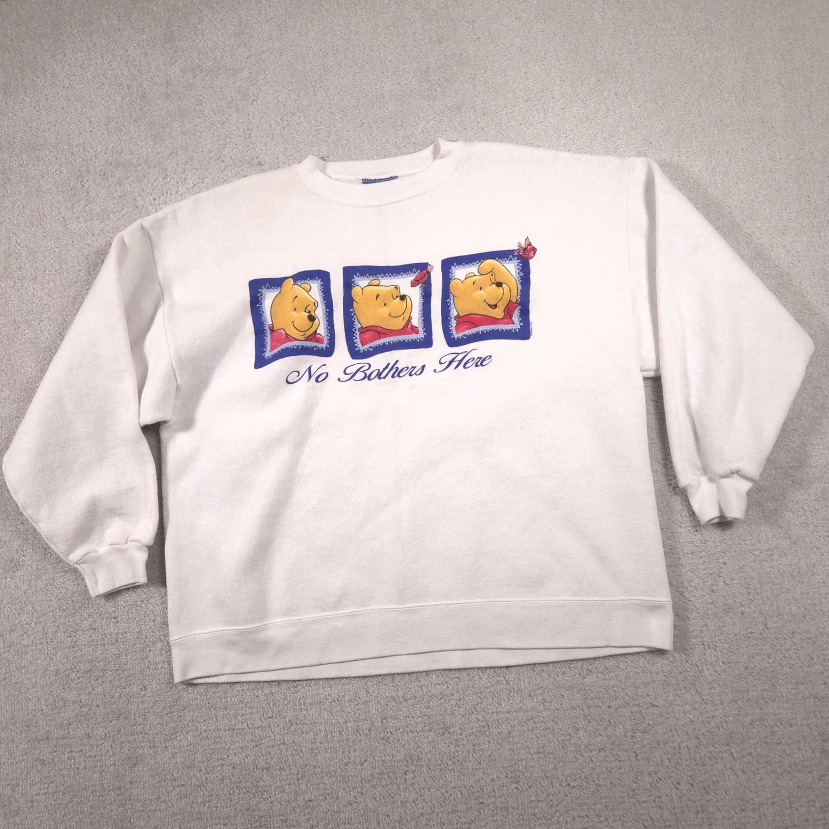 Hereu VINTAGE Pooh Sweatshirt Mens XL White No Bothers Here Pooh Graphic 90s Size US XL / EU 56 / 4 - 2 Thumbnail