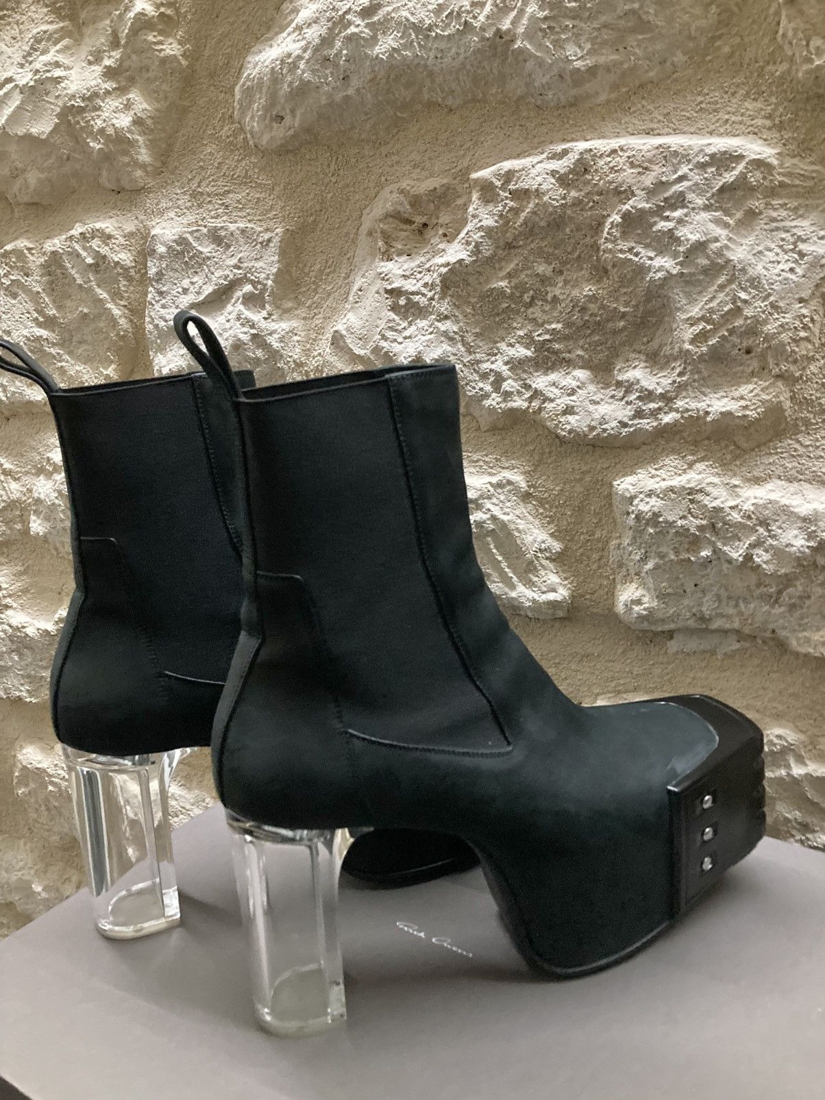 Rick Owens Black Kiss Grilled Platform Suede Heel Boots Size US 9 / EU 42 - 8 Thumbnail
